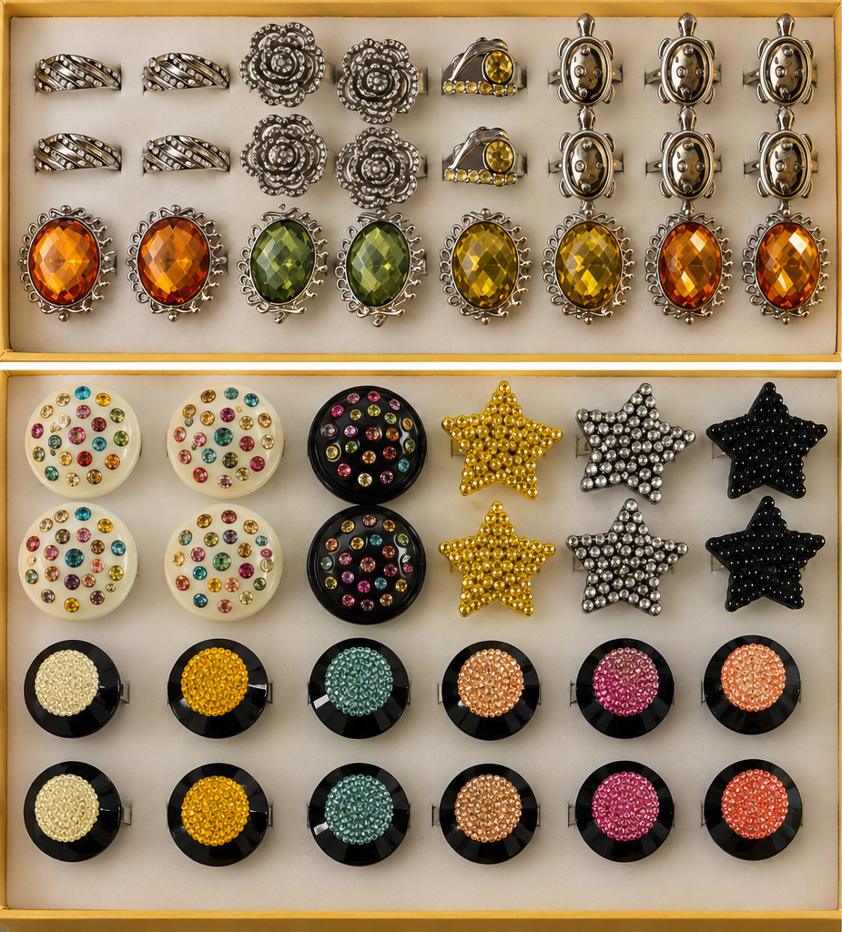Wholesale Lot 96pc Statement Fashion Rings - Colorful Summer - Adjustable Bulk