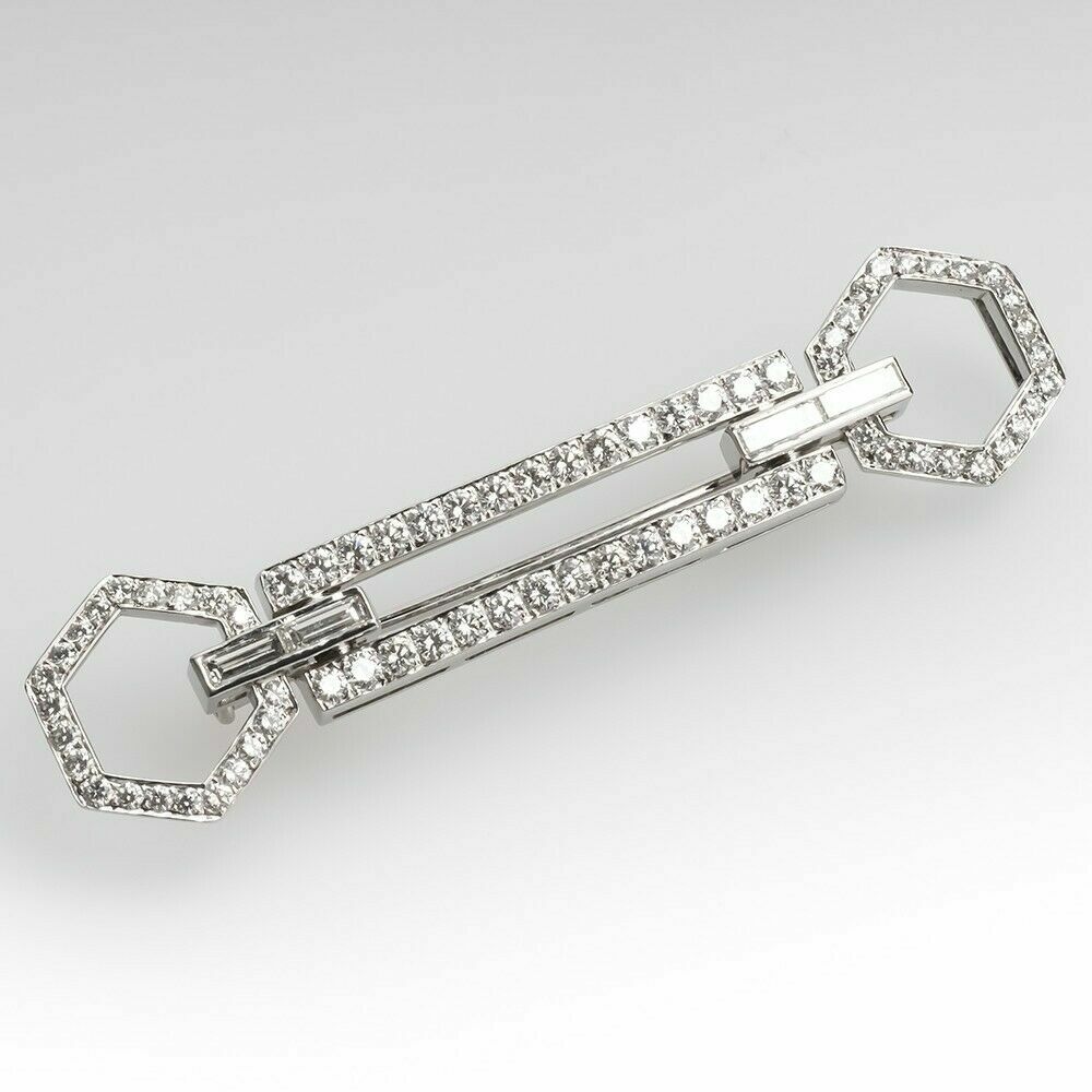 1.80CT Baguette Cut Cubic Zirconia Geometric Brooch 925 Silver Gold Plated