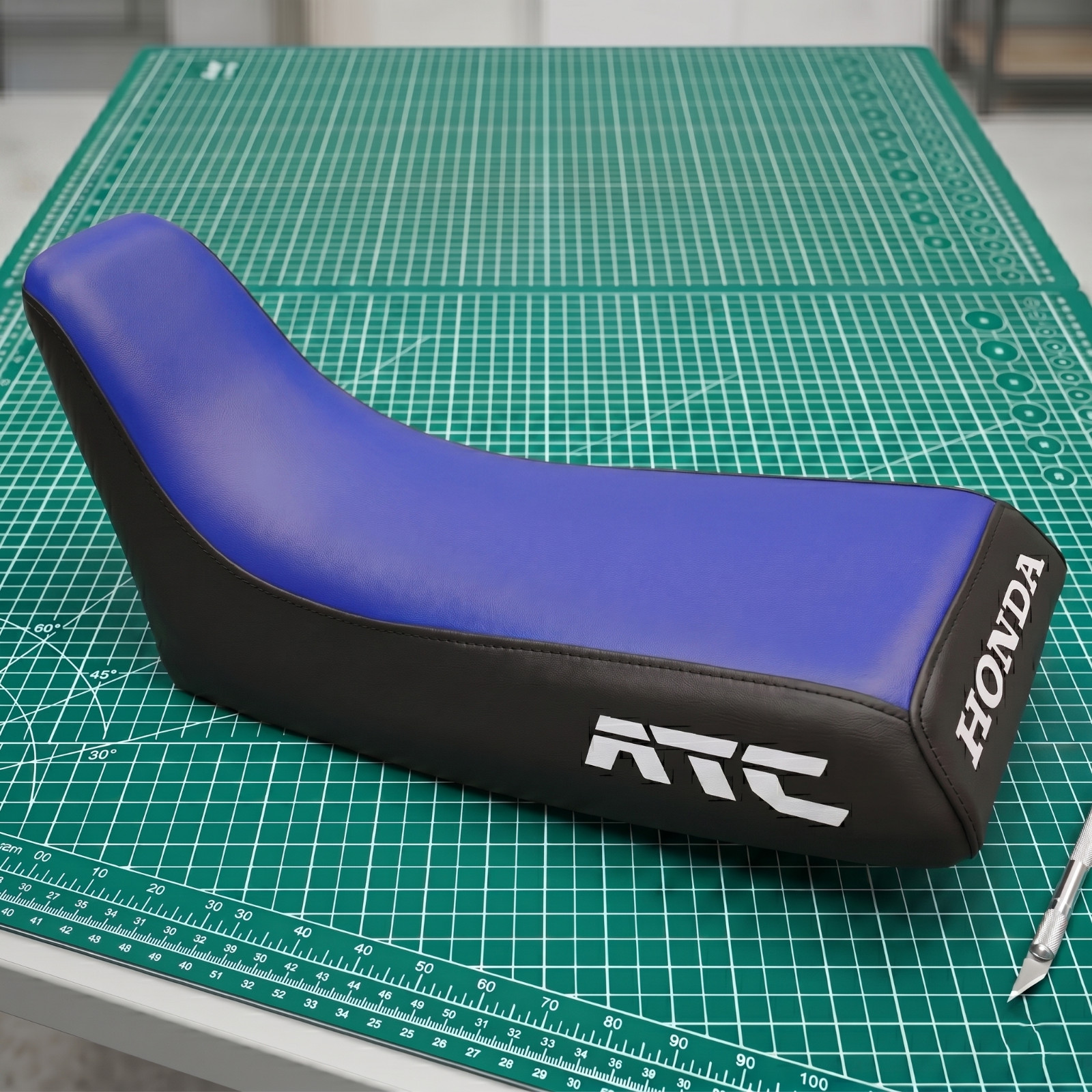 Honda ATC 200X Seat Cover For 1983 To 1985 Models Blue Black Vinyl Seat Cover