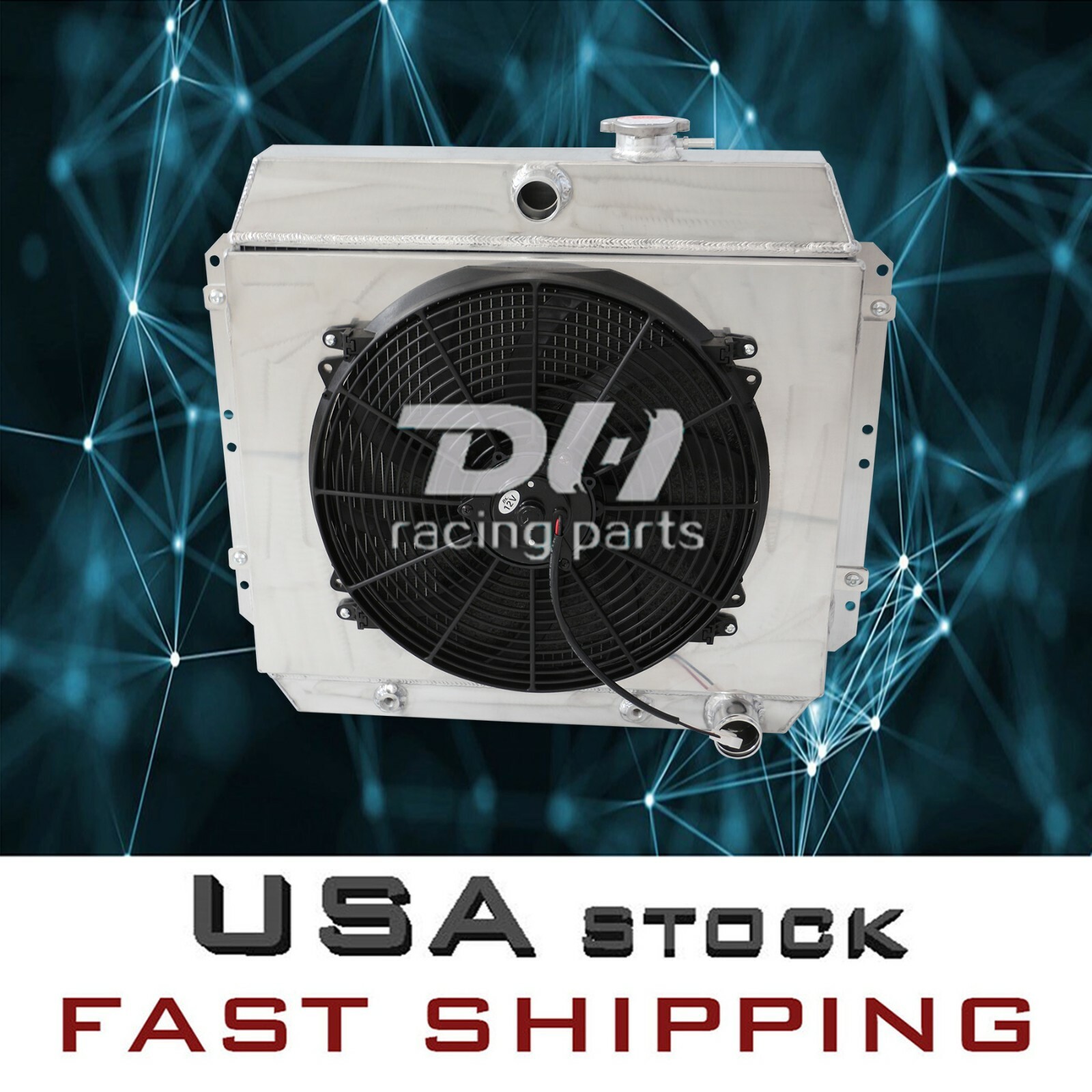 Alu 3Row Radiator+Shroud+Fan 1949-54 Chevy Fleetline/Styleline/Bel Air/150/210