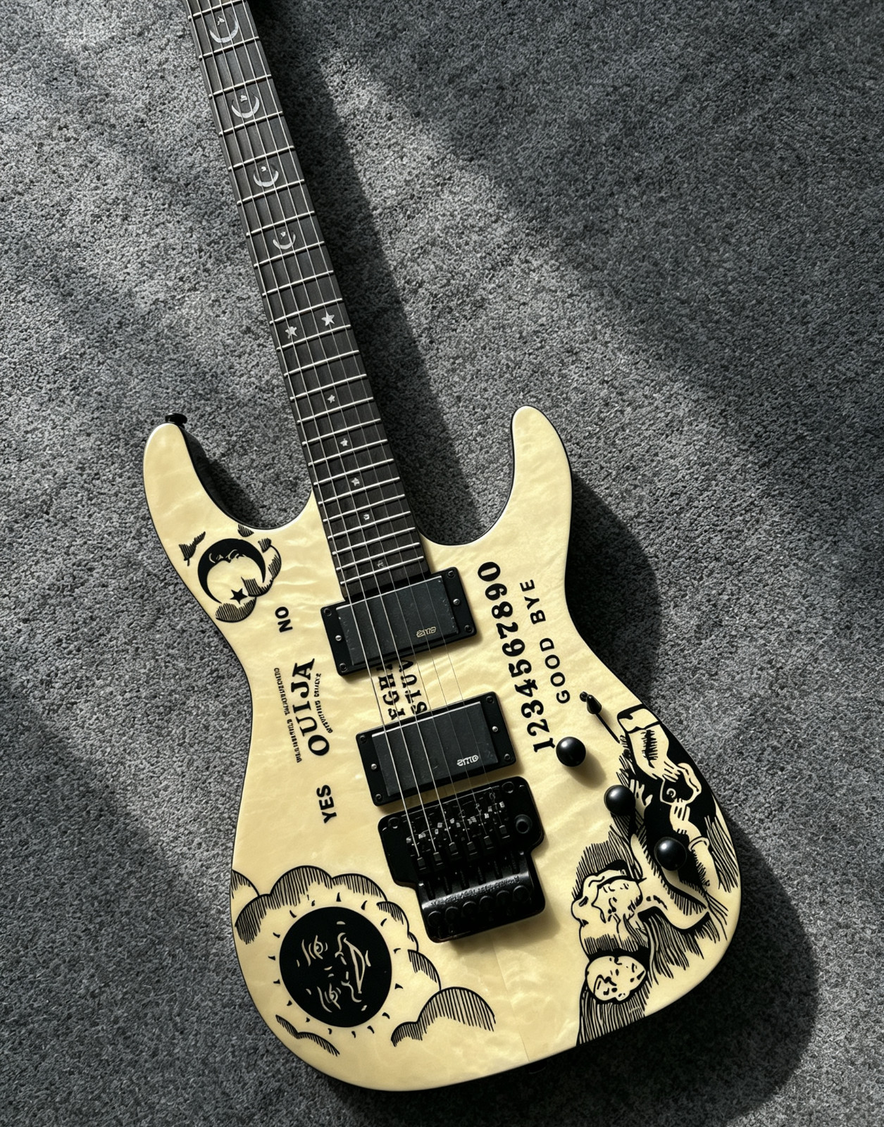 Ship US Natural Quilted Ouija Board KH-2 Kirk Hammett Signature Electric Guitar