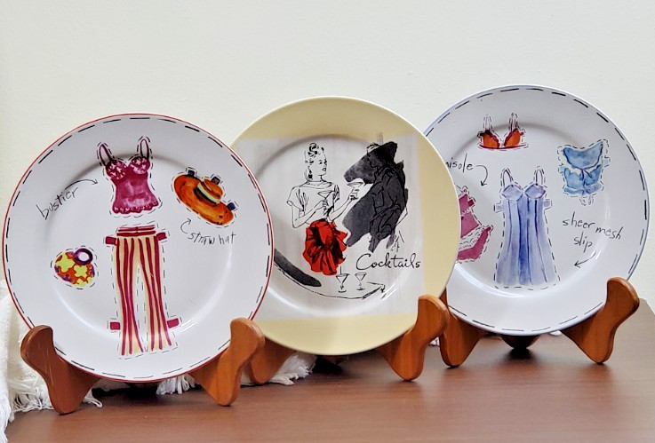 💃 Rosanna Paper Dolls Plates & one Cocktail - Set of 3 Made Italy 8\