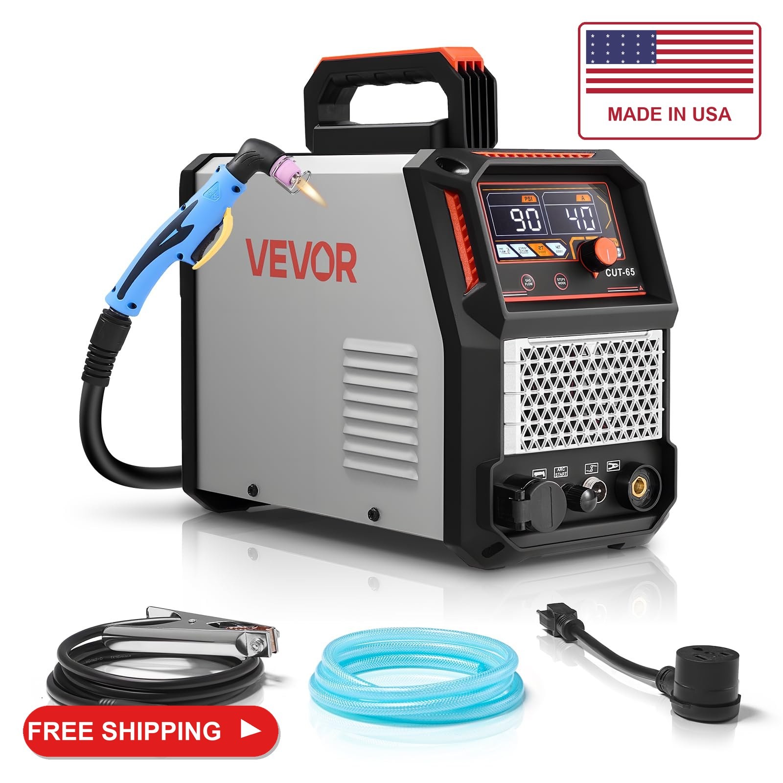 VEVOR Plasma Cutter, 65A Non-Touch Pilot Arc Plasma Cutting Machine, 110V/220V D VEVOR Plasma Cutter, 65A Non-Touch Pilot Arc Plasma Cutting Machine, 110V/220V D