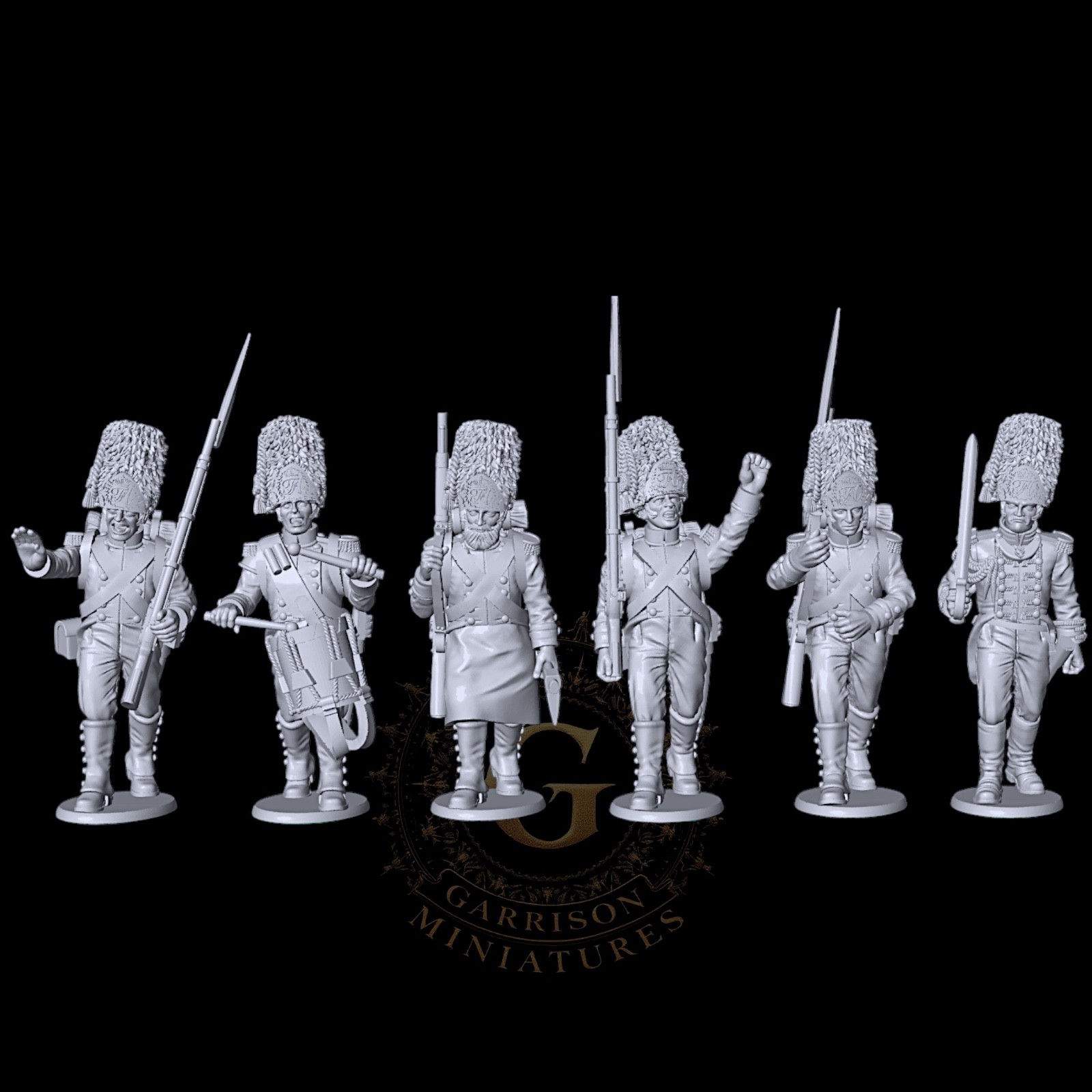 Saxony Liebgrenadier Command  28mm Napoleonic Unpainted Resin Miniatures