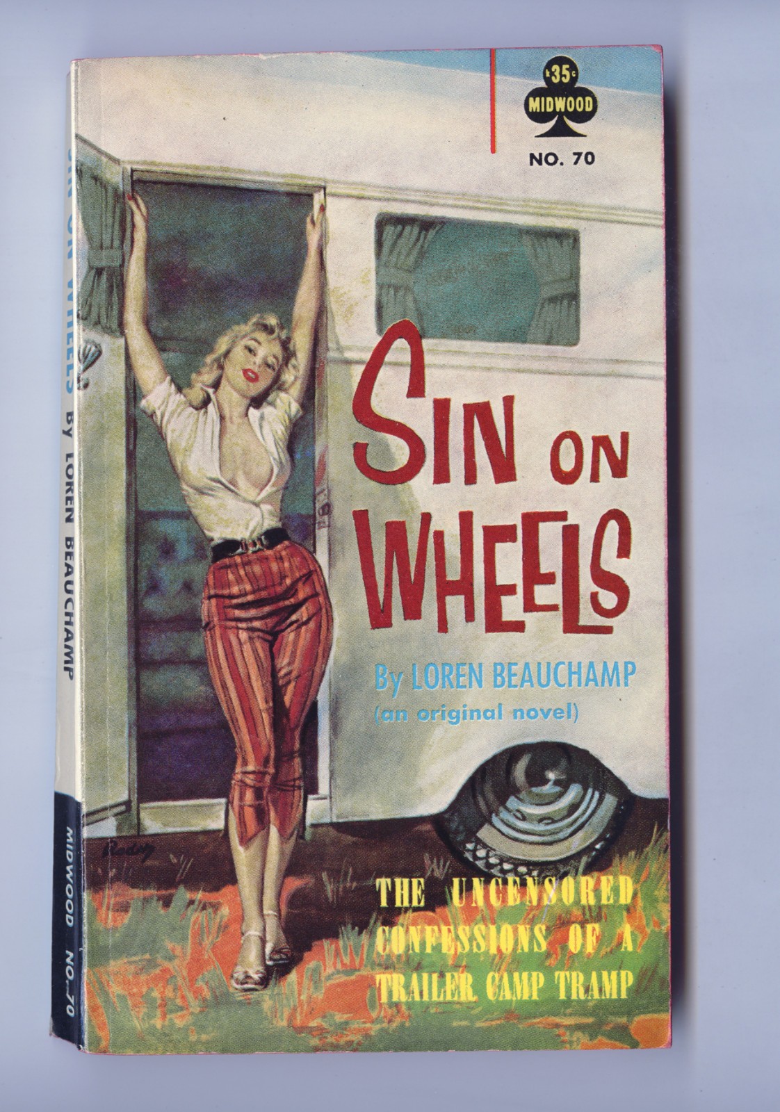 SIN ON WHEELS Classic Vintage sleaze GGA paperback Rader cvr MIDWOOD 1961