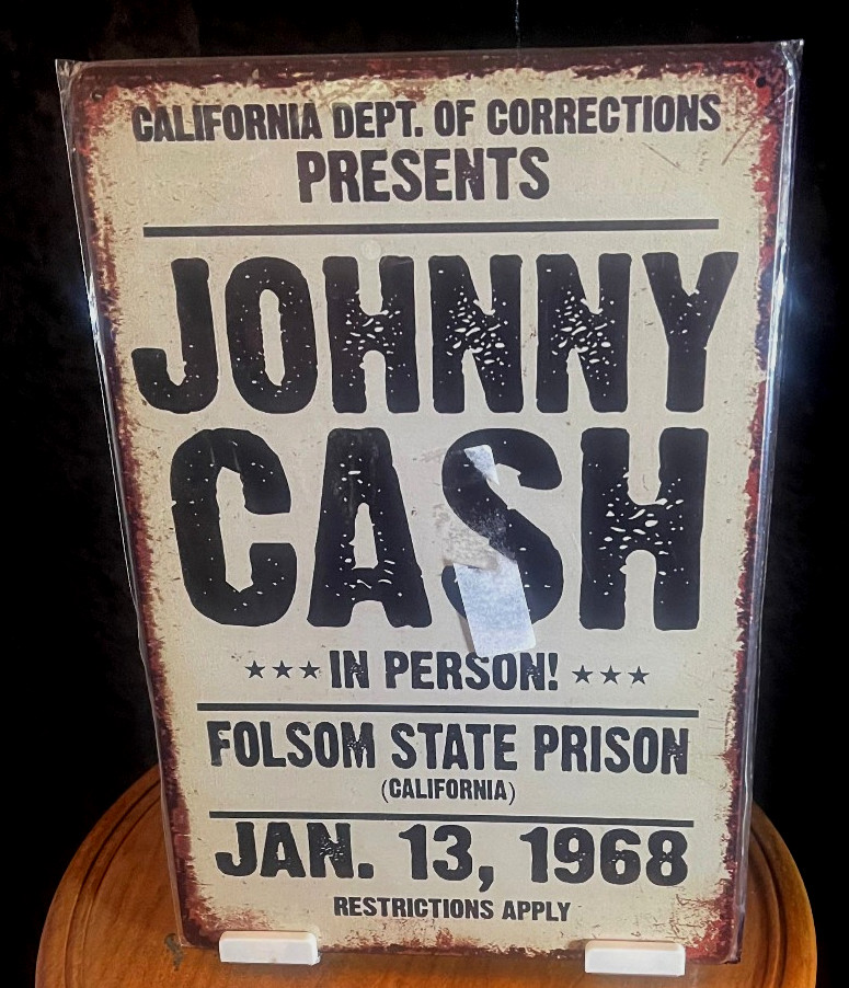 Johnny Cash Folsom Prison Concert Retro TIN SIGN 8\