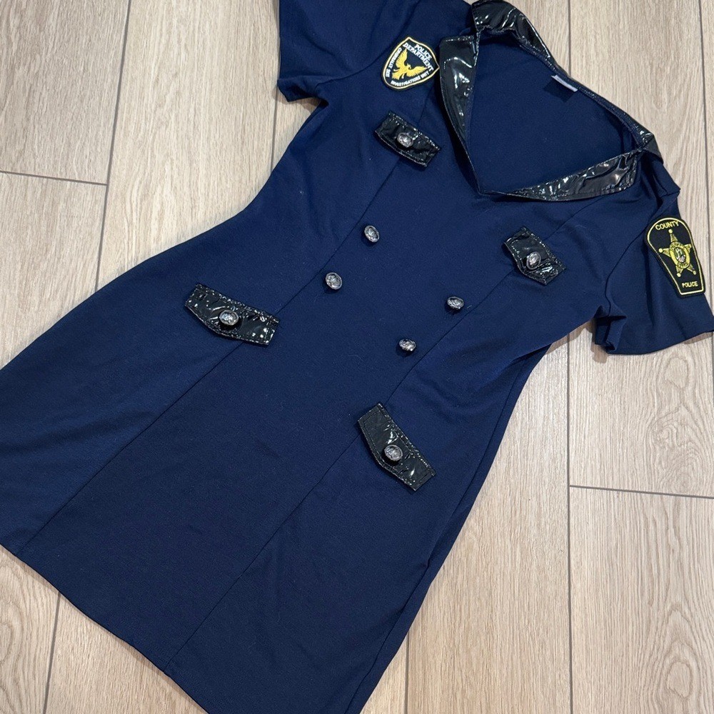 Spirit Police Costume Womens L Dress Halloween Cosplay Sexy Spellout