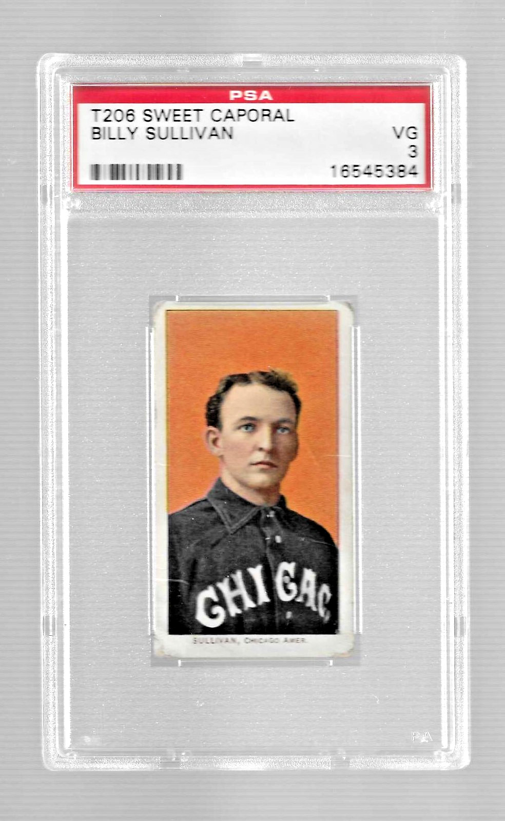 1909 T206 SWEET CAPORAL 150 TOBACCO BASEBALL CARD BILLY SULLIVAN PSA 3 WHITE SOX