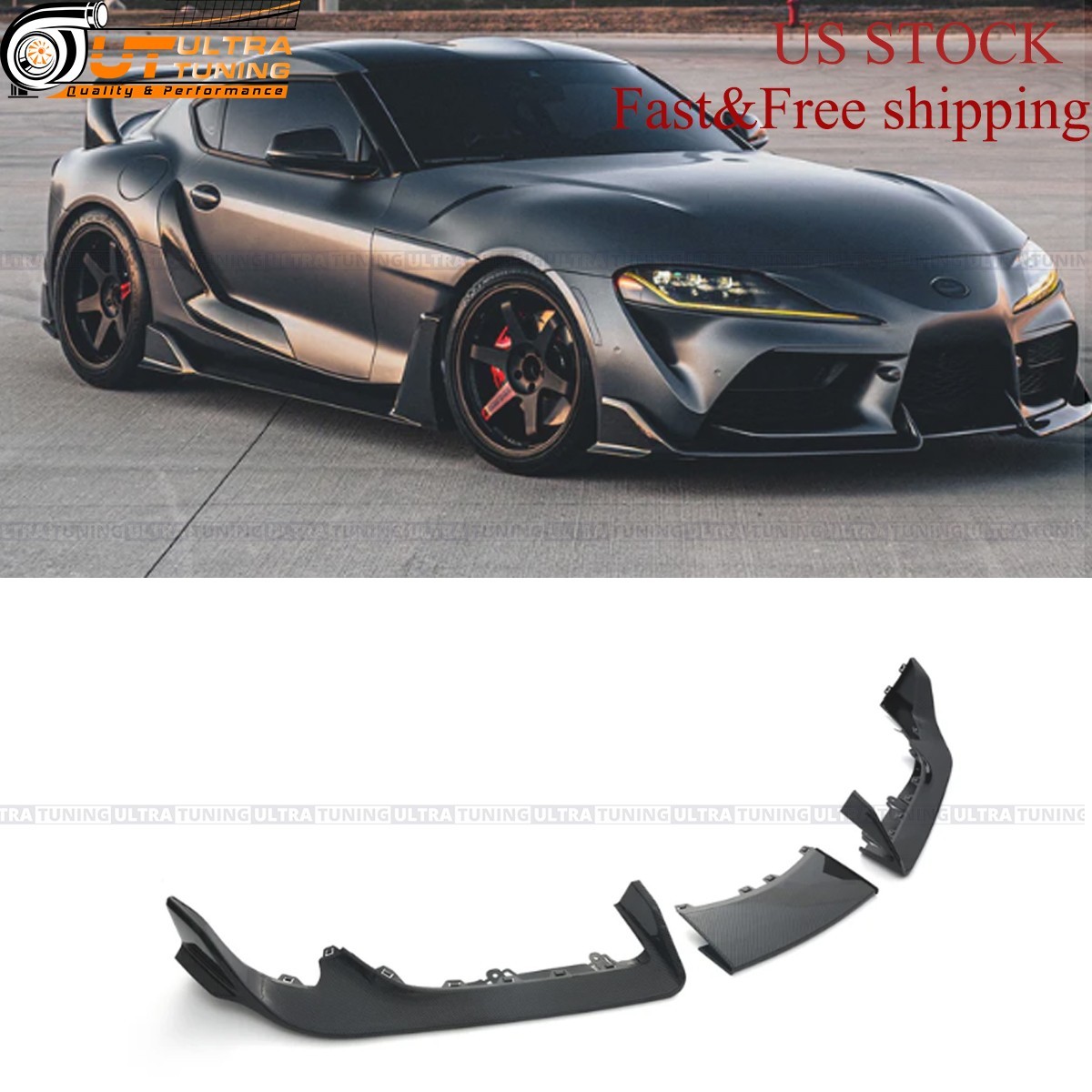 For 2020-26 GR Supra A90 A91 Carbon Fiber Look Front Bumper Lip Splitter