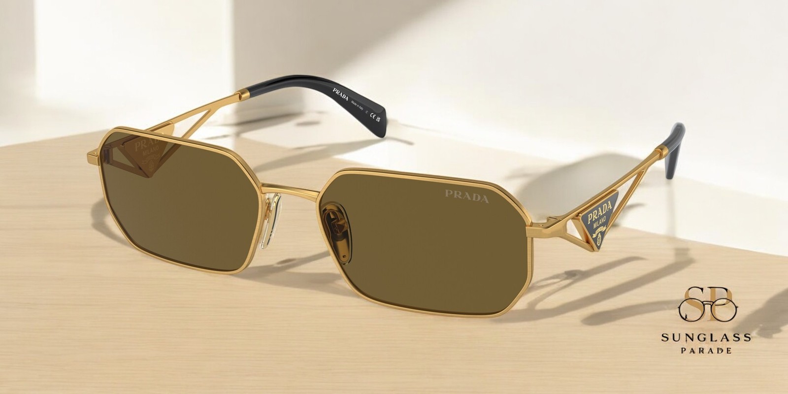 PRADA PR A51S 15N01T Matte Gold Dark Brown 58 mm Women\'s Sunglasses