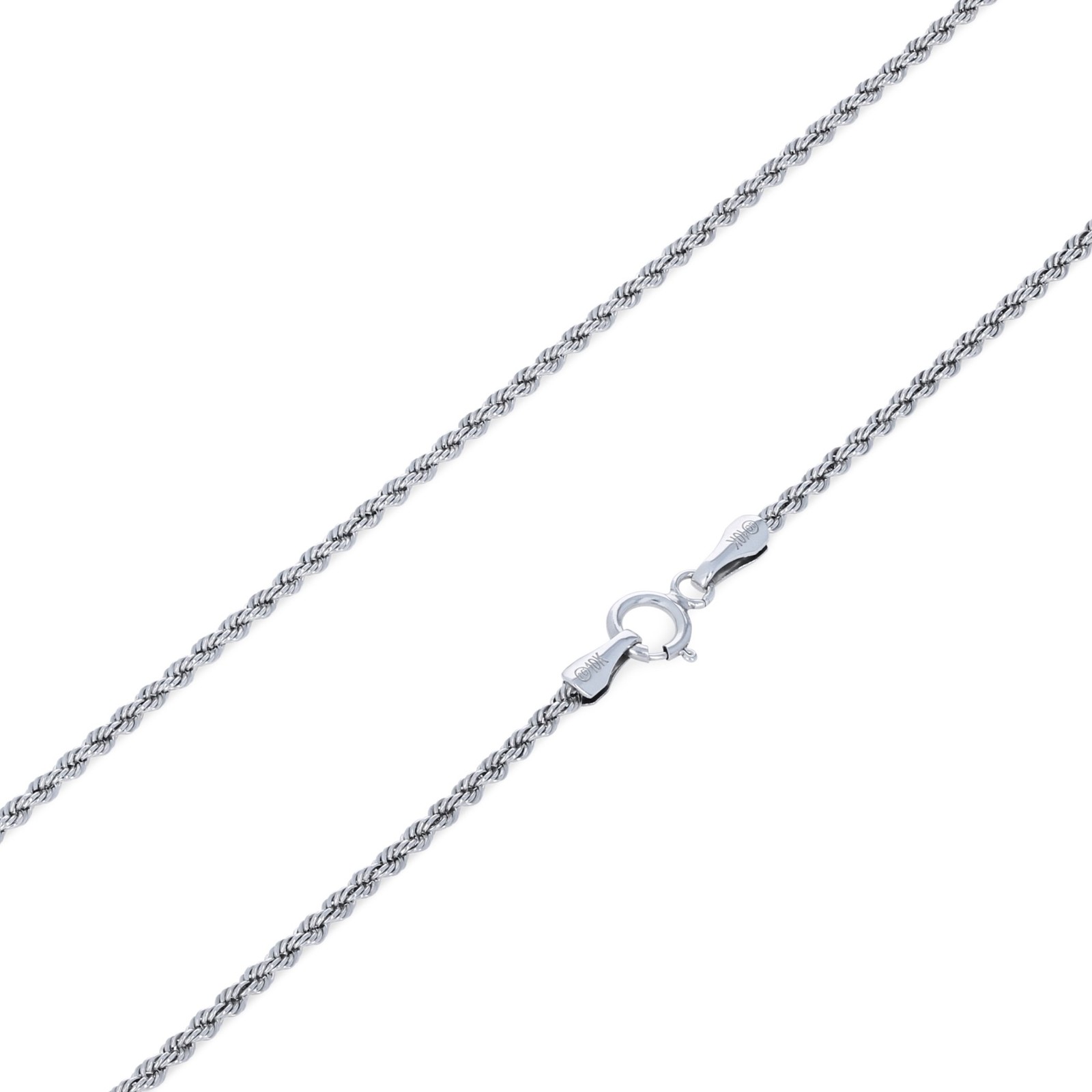 10K White Gold 1.5mm-7mm Diamond Cut Rope Chain Necklace Mens Womens 16