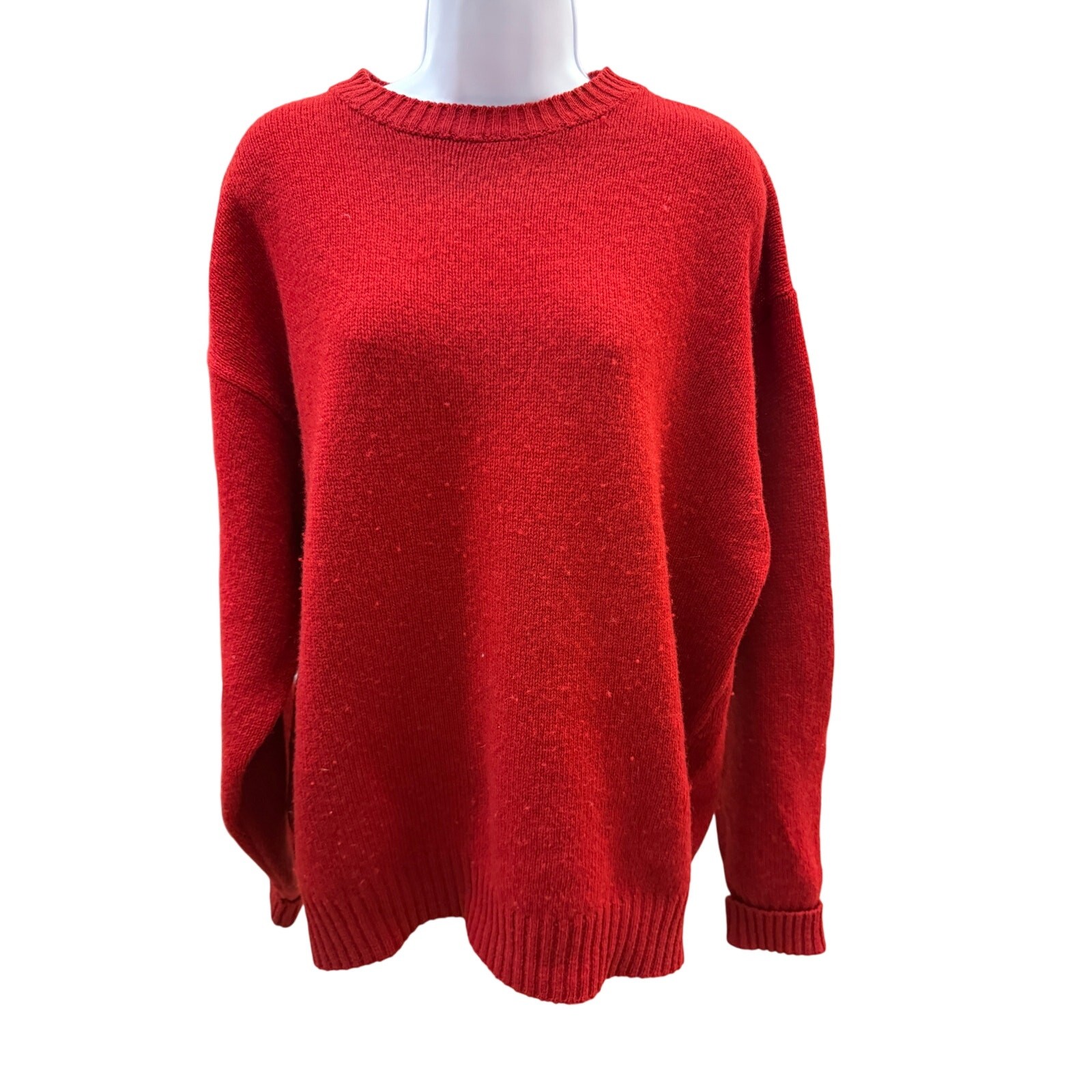 ✨ Pendleton XL Vintage Red Shetland Wool Crewneck Sweater 90s Grandpa Knit Cozy