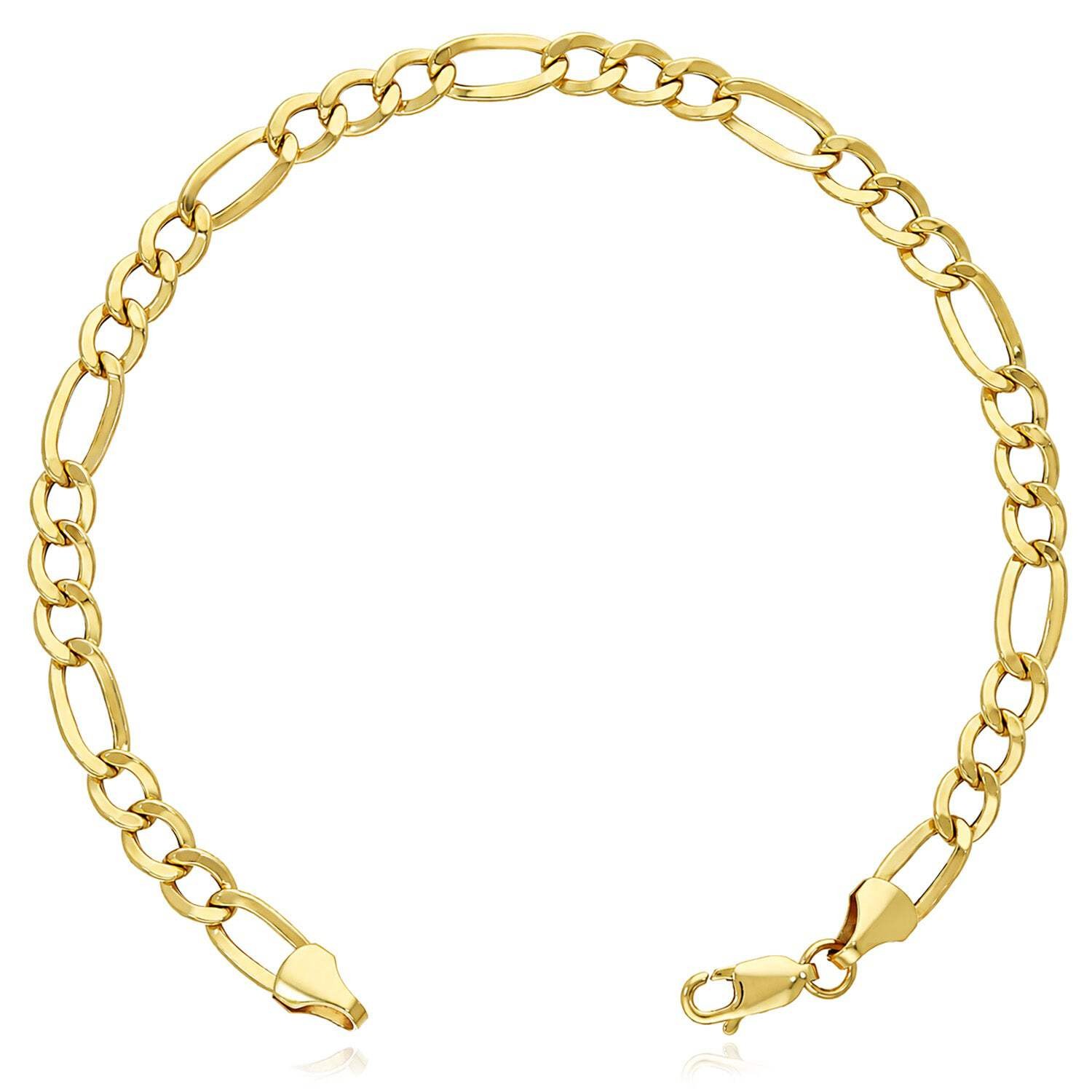 10K Yellow Gold-Filled 5mm Figaro Link Anklet (Hollow) 10\