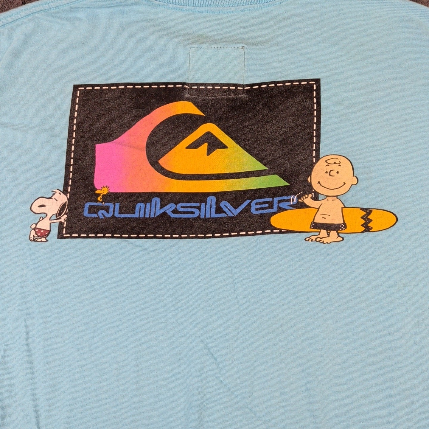 Dbl Sided Quiksilver Peanuts Shirt Men\'s XL Surfing Snoopy Pocket Rare Vtg Style Dbl Sided Quiksilver Peanuts Shirt Men\'s XL Surfing Snoopy Pocket Rare Vtg Style