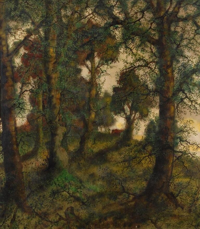 Flying Leaves – Carl Strathmann 1918 German Symbolist Forest Landscape Art Print