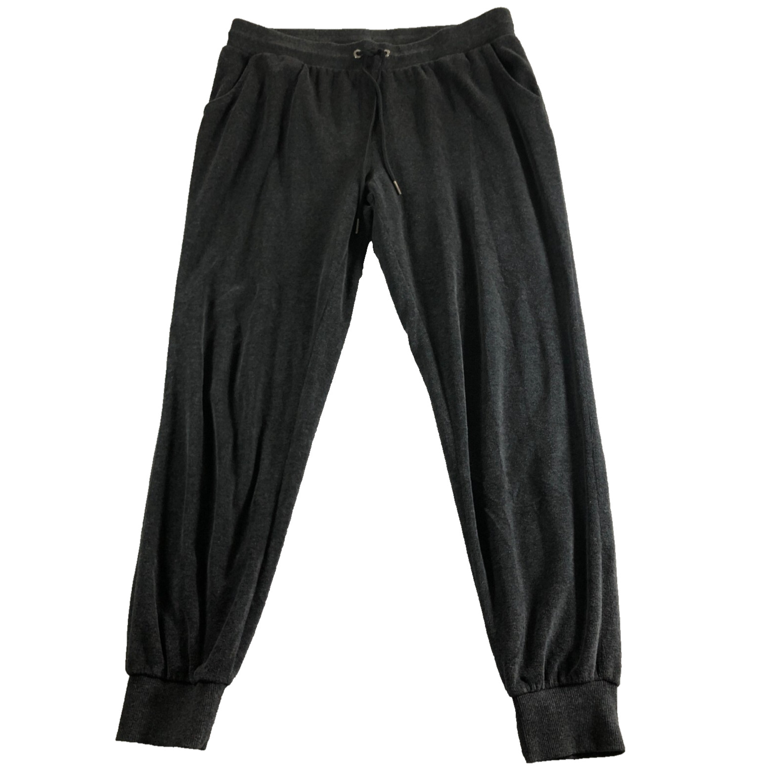 Bebe Sport Womens Jogger Pants Sz L Dark Gray High Rise Slash Pockets Drawstring
