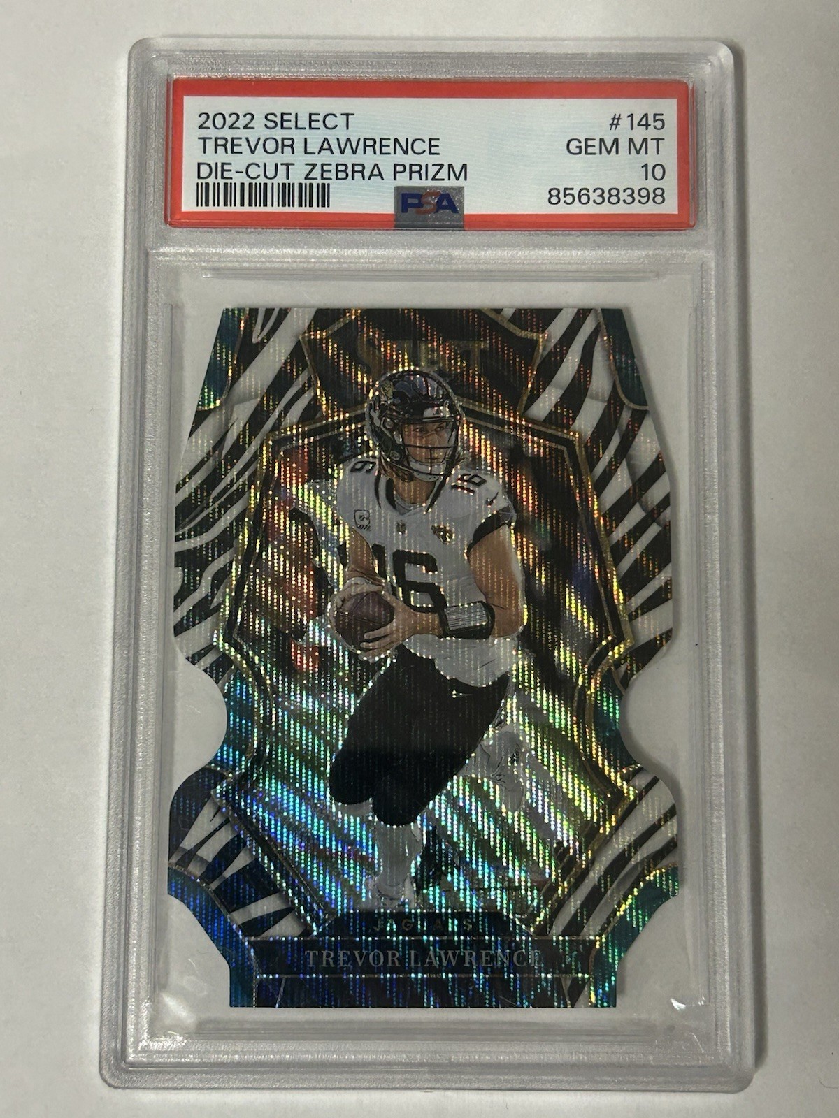 2022 Panini Select Premier Level Trevor Lawrence Jaguars #145 Zebra Prizm PSA 10