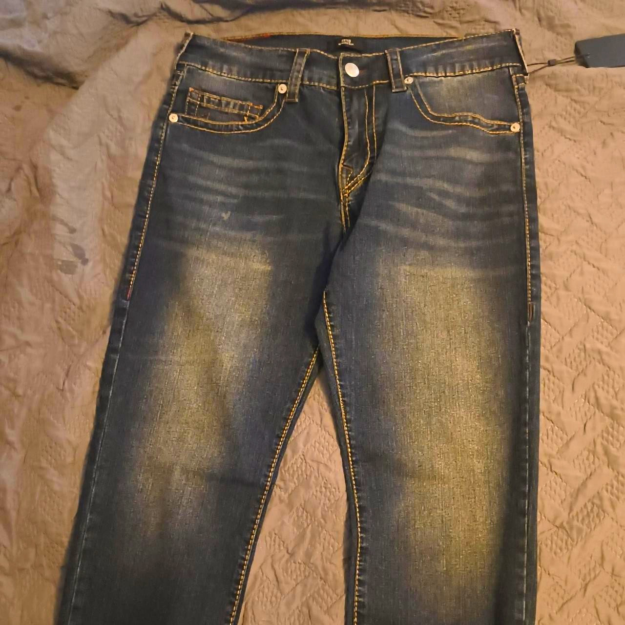 True Religion Men’s Dark Wash Blue Denim Relaxed Slim Straight Jeans NWT True Religion Men’s Dark Wash Blue Denim Relaxed Slim Straight Jeans NWT