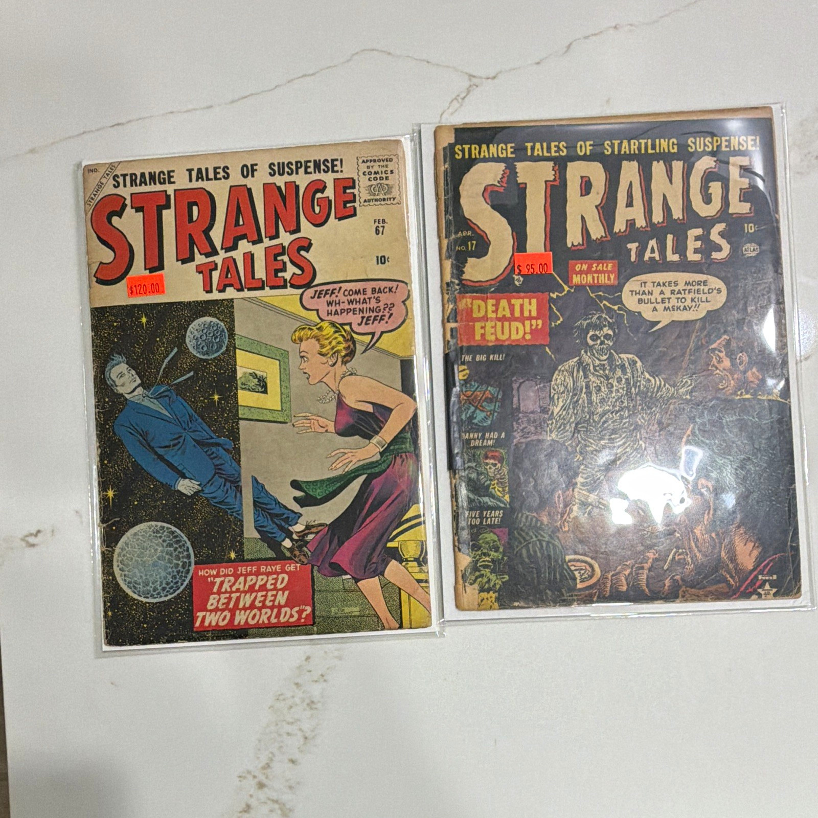 Atlas Strange Tales comic book lot of 2 issues Feb 1967 & No. 17 silver age Atlas Strange Tales comic book lot of 2 issues Feb 1967 & No. 17 silver age