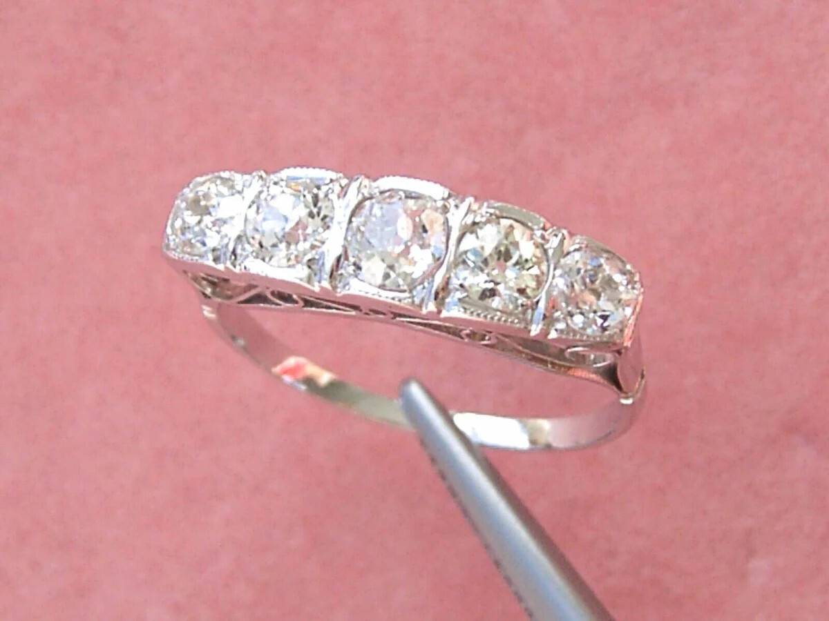 1880-90s Antique Art Deco Engagement Ring 1.20 CTW Round CZ 935 Argentium Silver
