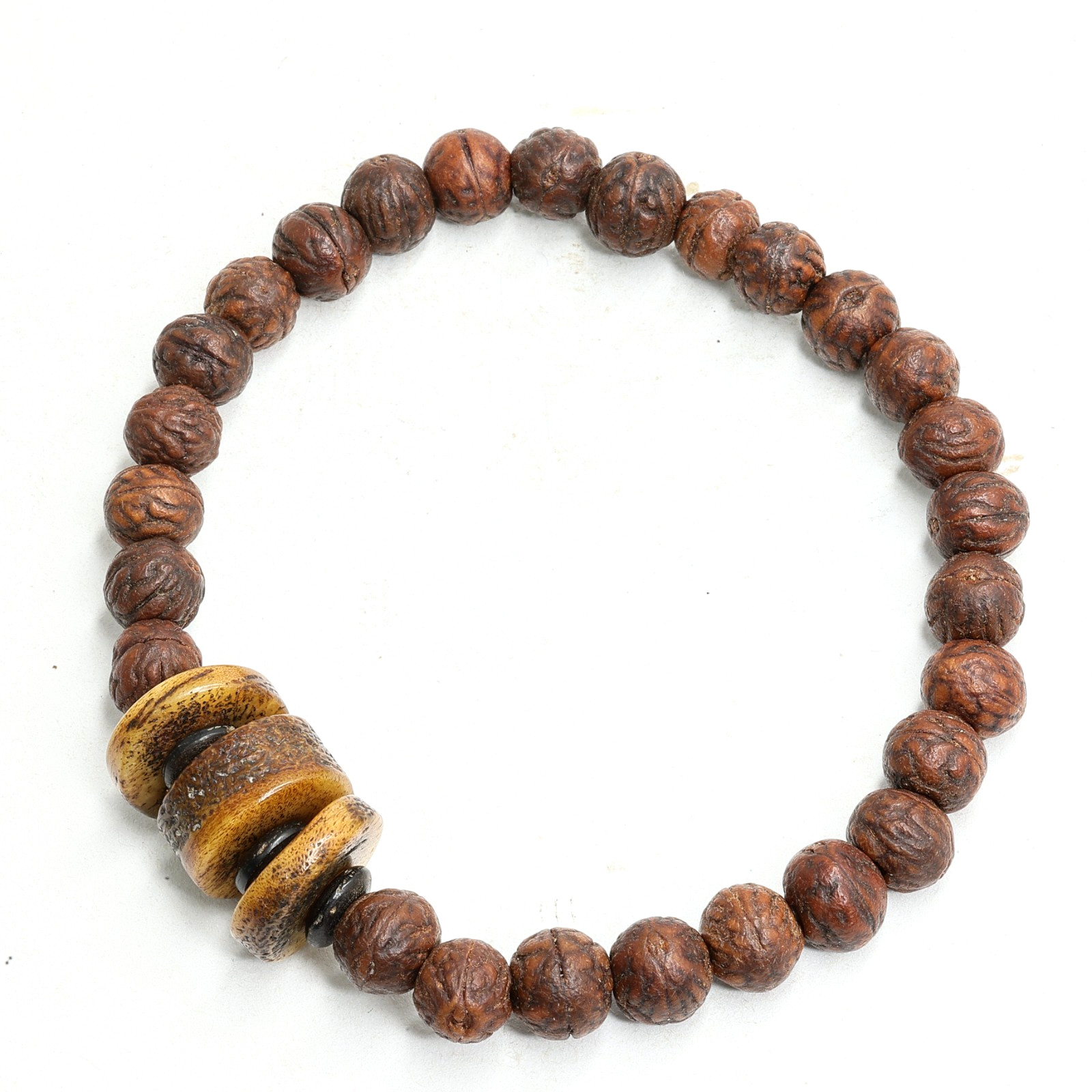 Rare Antique Tibetan Kapala Disc Beads with 27 Bodhi Seeds Meditation Wrist Mala Rare Antique Tibetan Kapala Disc Beads with 27 Bodhi Seeds Meditation Wrist Mala