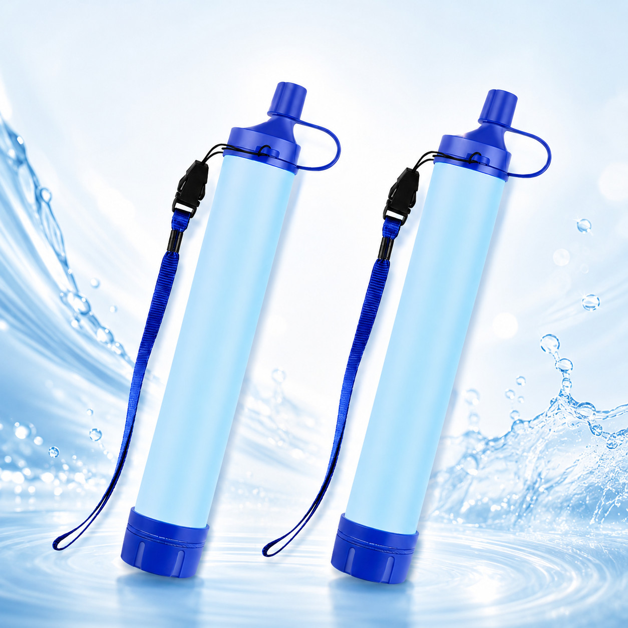 Portable Personal Water Filter Straw 2-pk – Camping, Hiking, Emergency
