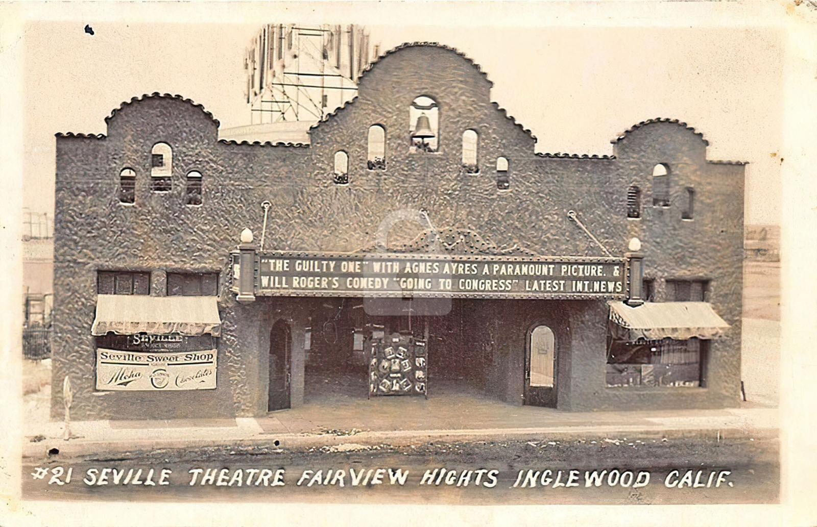 Inglewood CA California Seville Theatre Fairview Heights  RPPC Postcard Copy