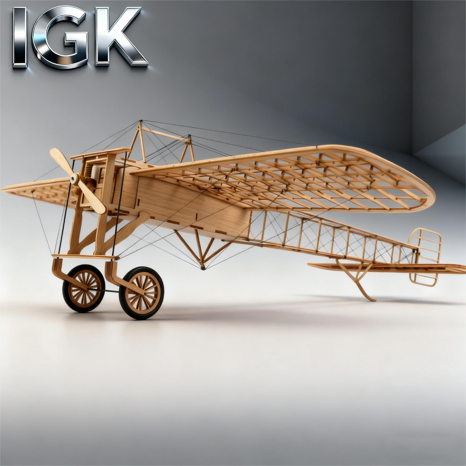 Wooden 3D Skeleton Aircraft Bleriot XI Model - DIY Assembly Puzzle Craft Wooden