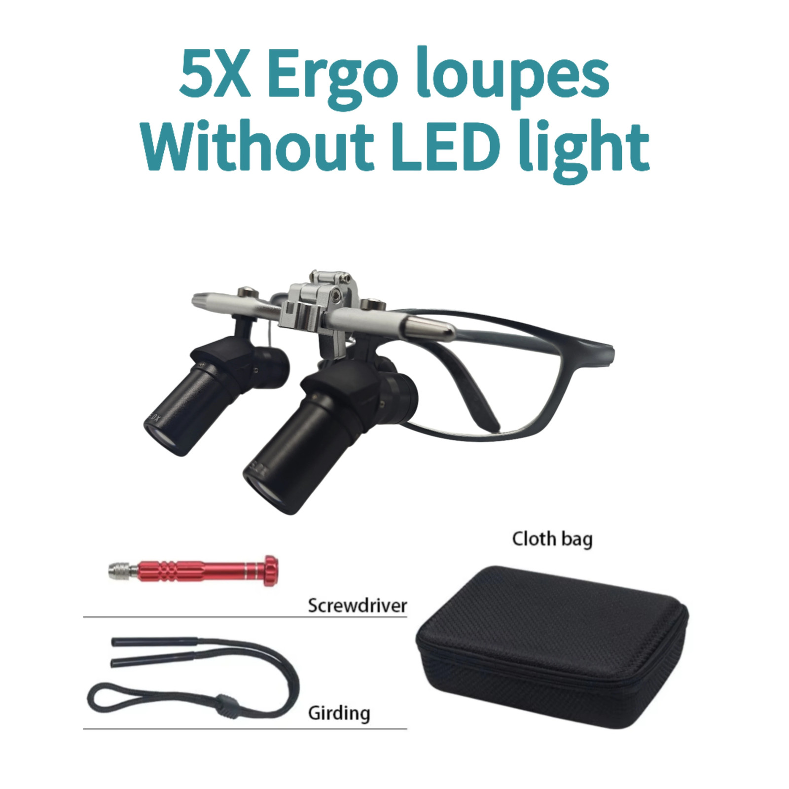 48° Ergo Dental Loupes 5X Flip Up Magnifier Comfortable for Extended Use