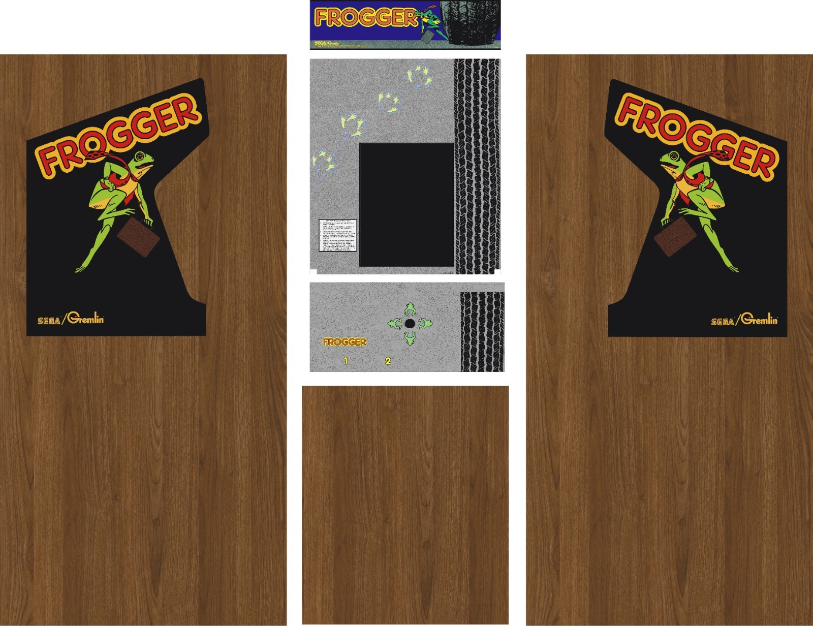 Frogger Arcade Cabinet  Full Set 6pc Side Artwork CPO Complete Decal Kit