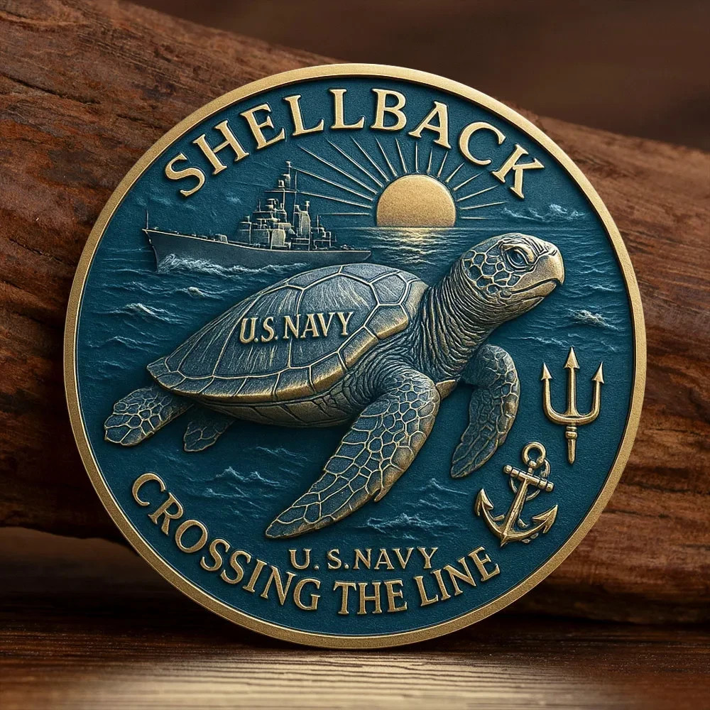 U.S. Navy Shellback Crossing The Line Challenge Coin Military Veteran Gift U.S. Navy Shellback Crossing The Line Challenge Coin Military Veteran Gift