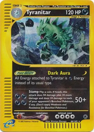 Tyranitar - 66/165 - Pokemon Expedition Reverse Holo Rare Card MP