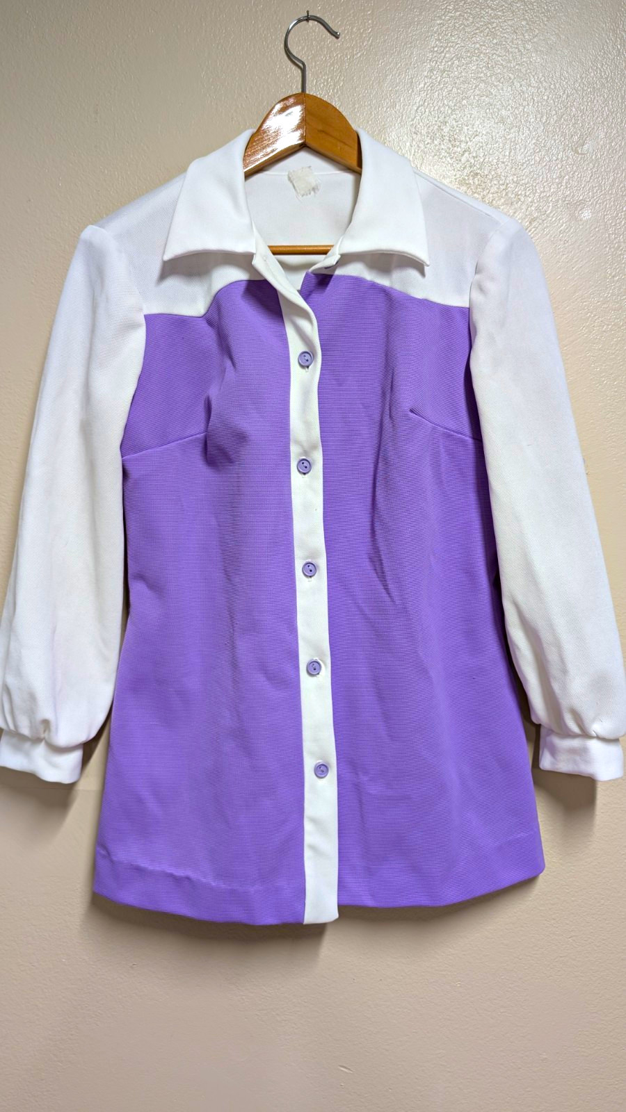 Vintage 70s Lavender and White Top