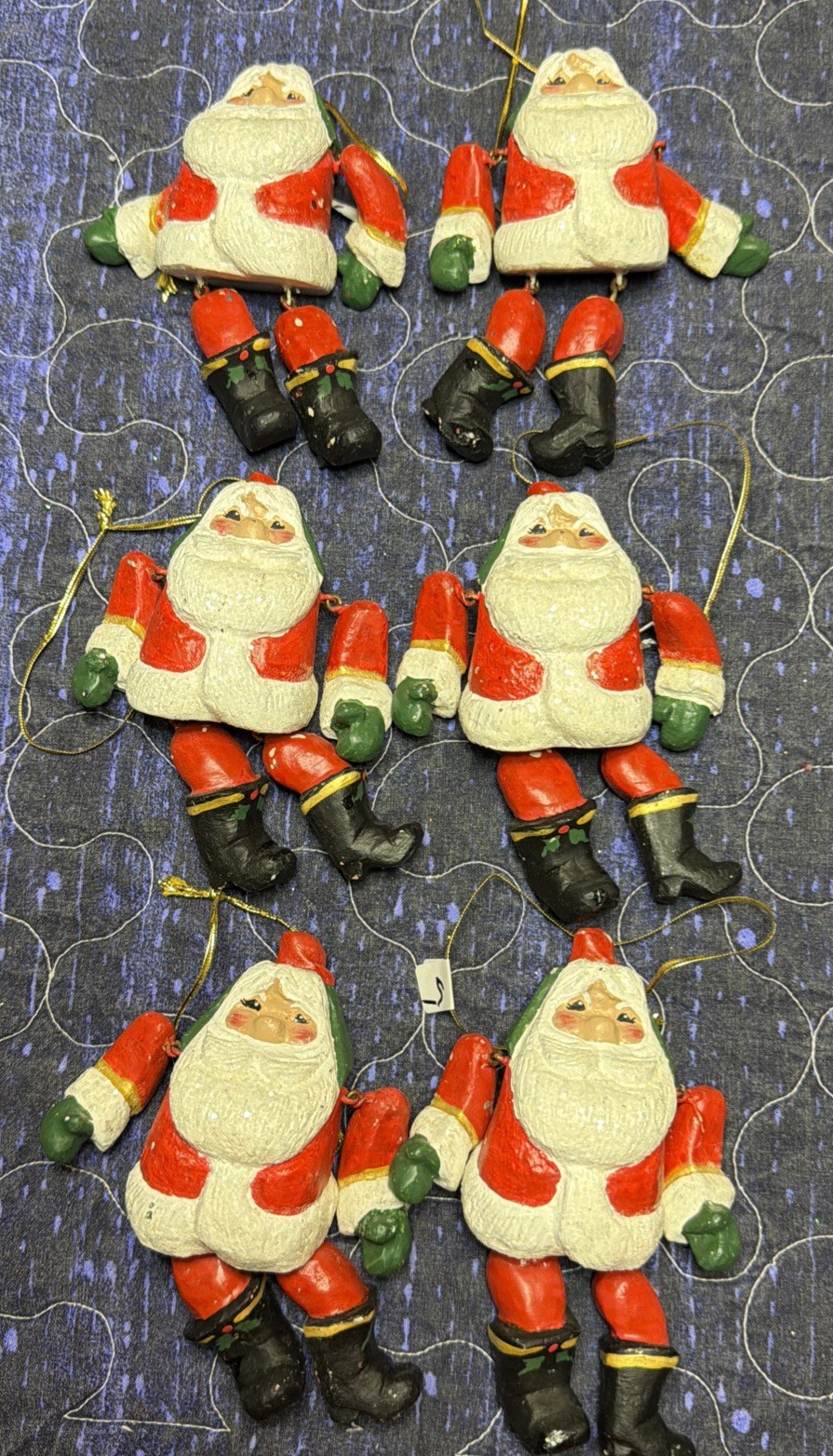 Rare Vintage 1995 House of Hatten HOH Jointed Santa Claus Ornaments Lot of 6