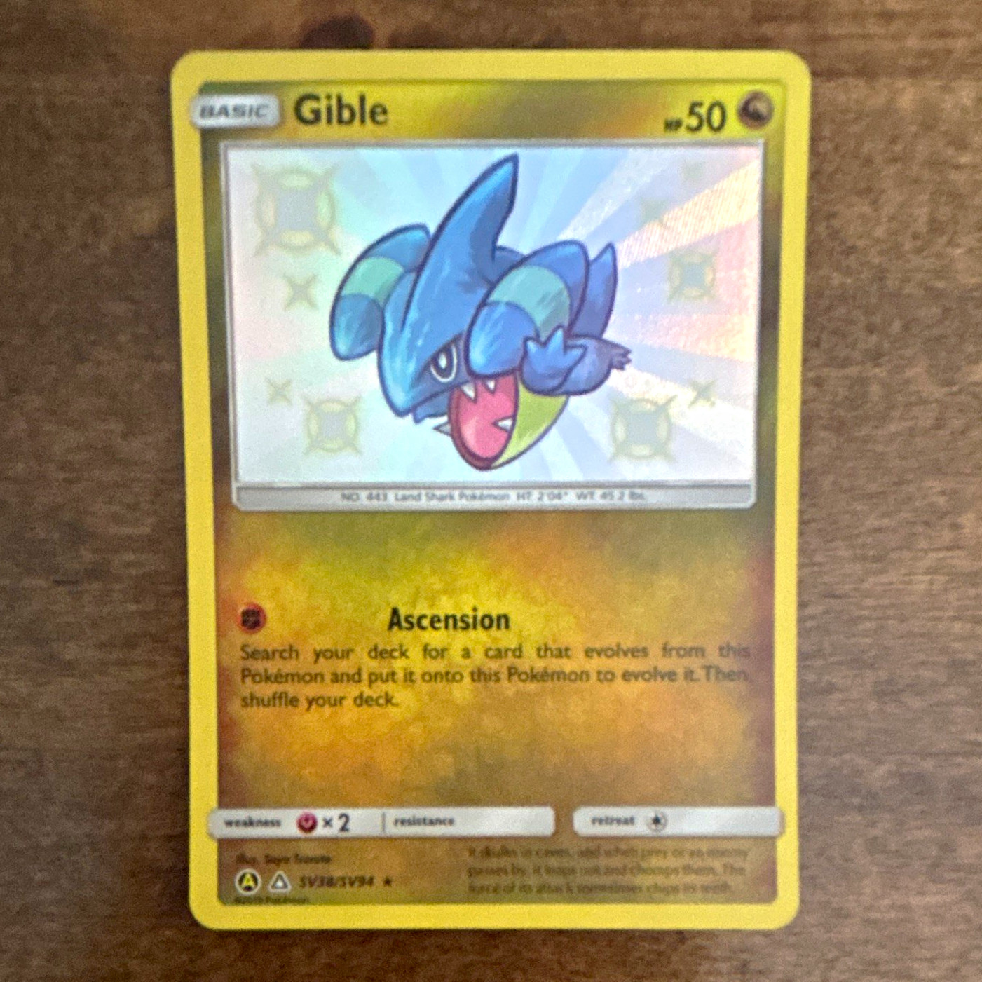 The Pokémon Company Pokémon TCG Gible SV38/SV94 Hidden Fates Shiny Vault Holo