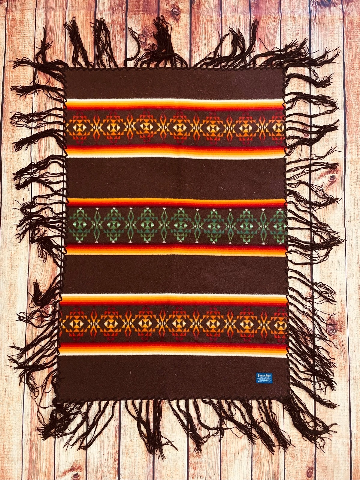 1970's Vintage Pendleton Brown Wool Fringed Shawl Blanket 45 1970's Vintage Pendleton Brown Wool Fringed Shawl Blanket 45