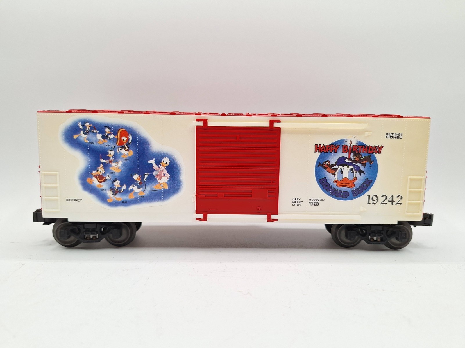 Vtg O LIONEL 19242 DISNEY Happy Birthday  DONAL DUCK  HI-CUBE BOXCAR w Org Box