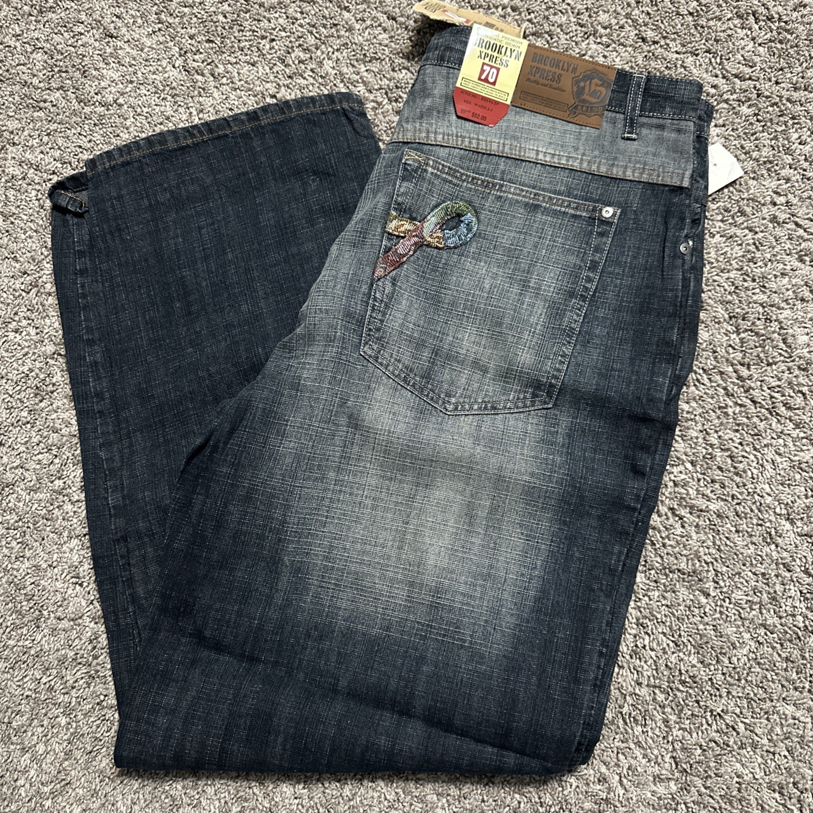 Vintage Y2K Brooklyn Express Jeans Baggy South Pole style Skater Size 40x34 Vintage Y2K Brooklyn Express Jeans Baggy South Pole style Skater Size 40x34
