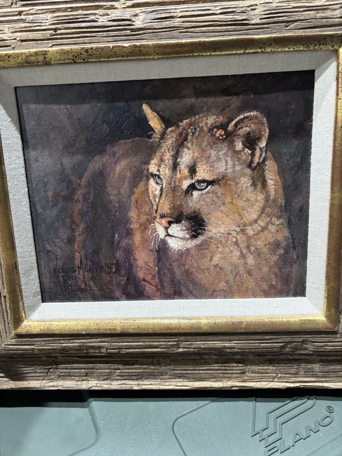 ORIGINAL PAINTING (Möller) Mountain Lion COA SIGNED FRAMED ONE OF OIL PAINTING ORIGINAL PAINTING (Möller) Mountain Lion COA SIGNED FRAMED ONE OF OIL PAINTING