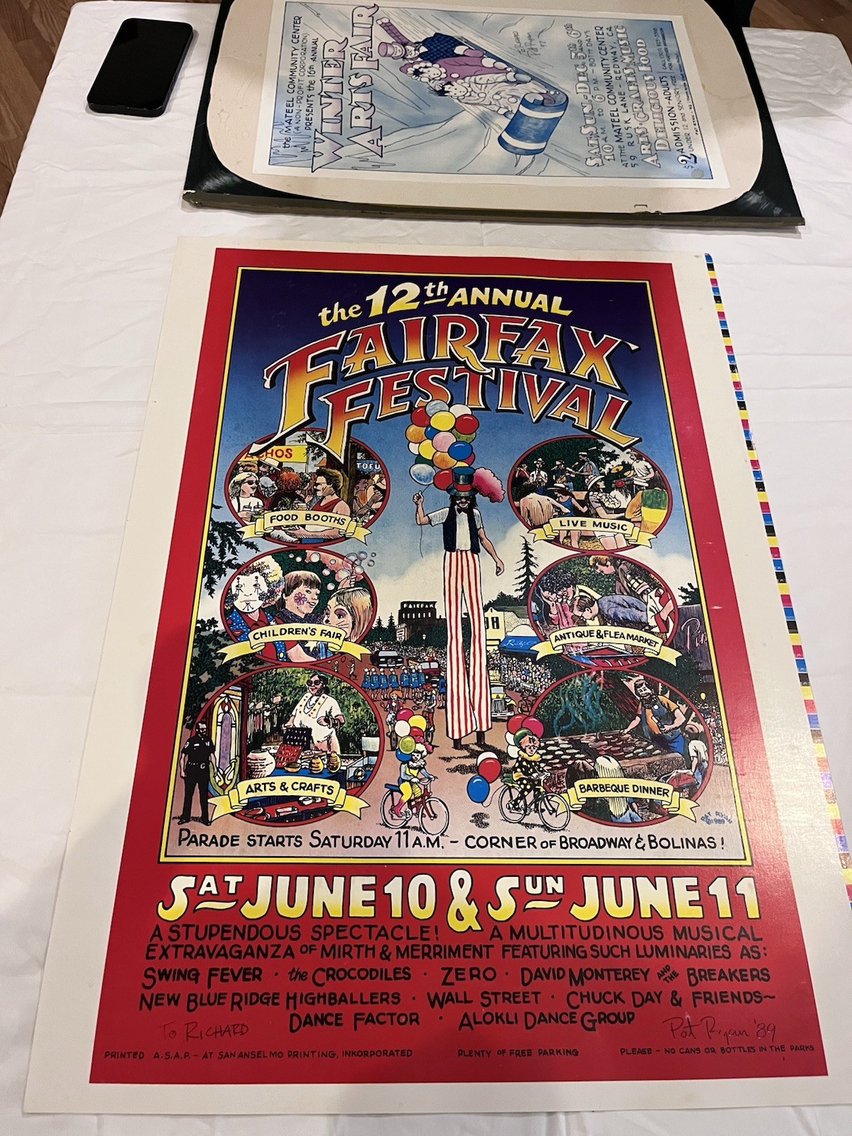 Fairfax Festival 12th annual. Pat Ryan Signed ft Zero (kimock) 1989 Fairfax Festival 12th annual. Pat Ryan Signed ft Zero (kimock) 1989
