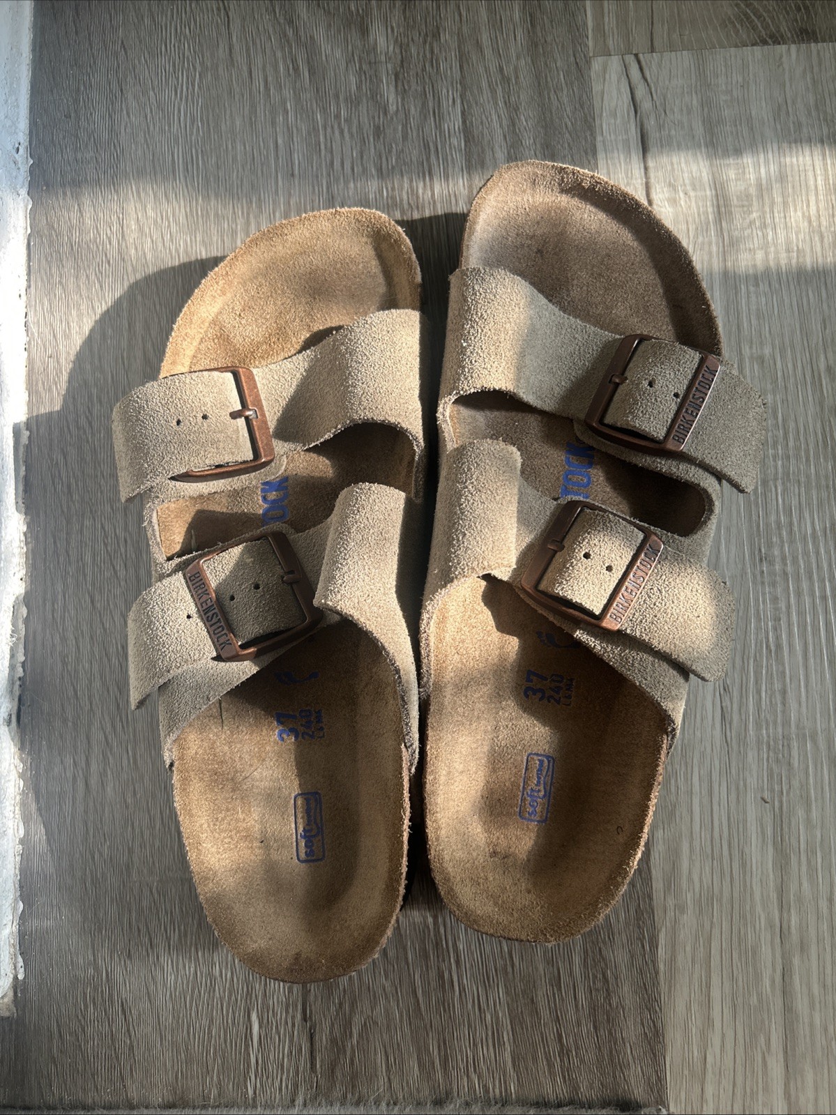 Women\'s Birkenstock Arizona Suede Sandals Cork Footbed Adjustable Straps