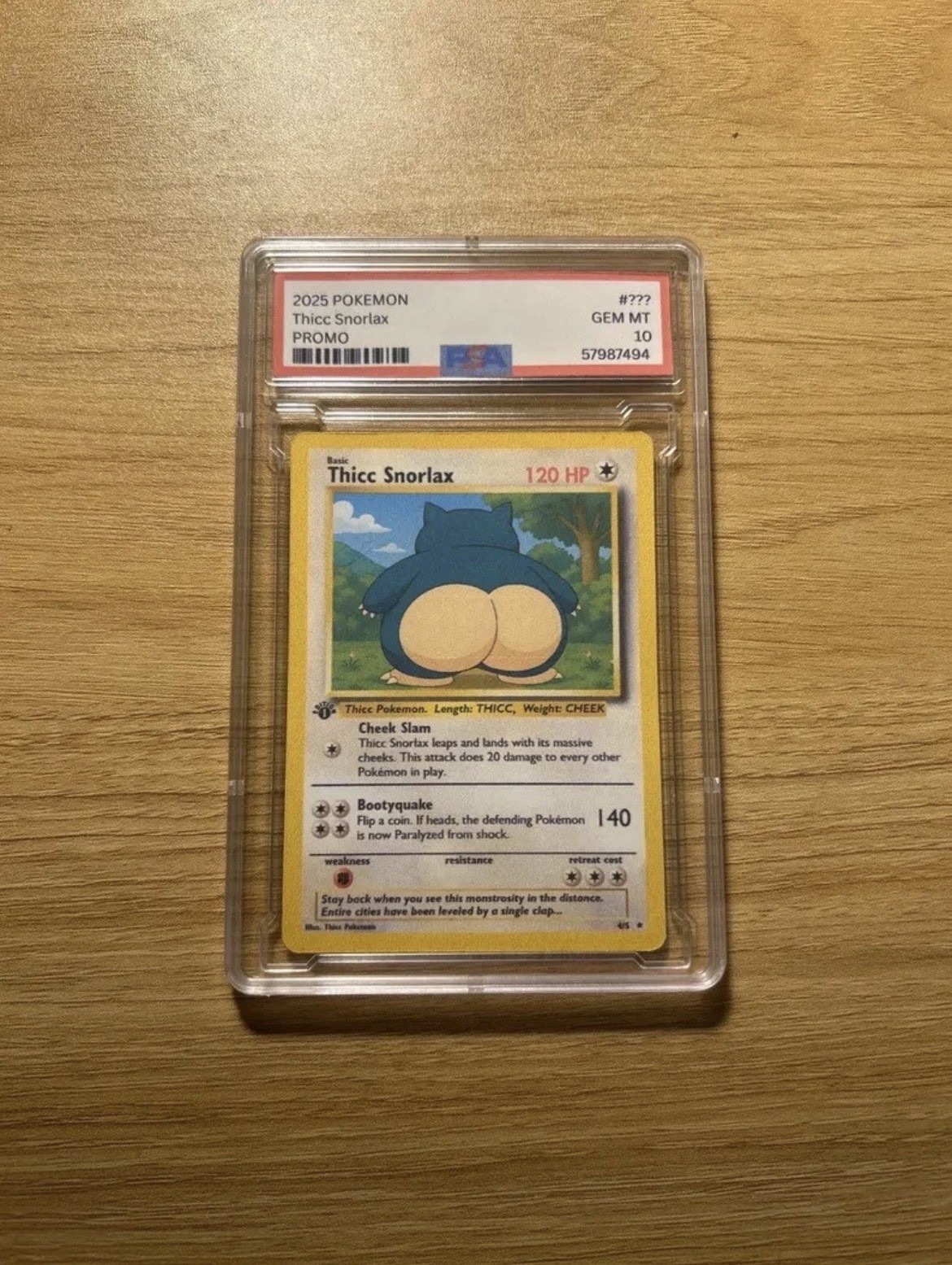 Pokémon TCG -Thicc Snorlax NOT REAL meme Card (Unofficial Parody-NOT PSA Graded) Pokémon TCG -Thicc Snorlax NOT REAL meme Card (Unofficial Parody-NOT PSA Graded)