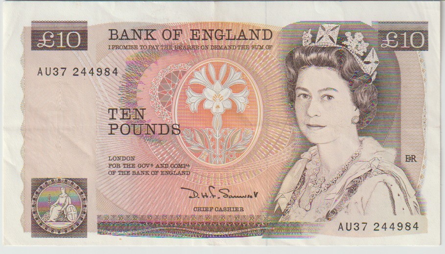 United Kingdom 10 Pounds Banknote 1975-80 Choice Very Fine Grd #379-B
