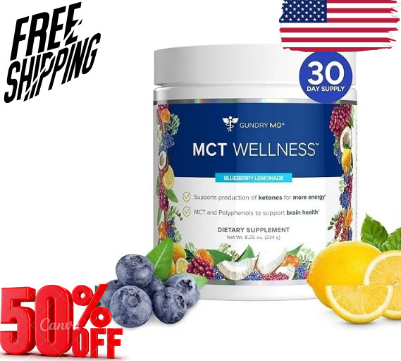 Gundry MD MCT Wellness Blueberry Lemonade Flavor MCT Oil Dietary Supplement