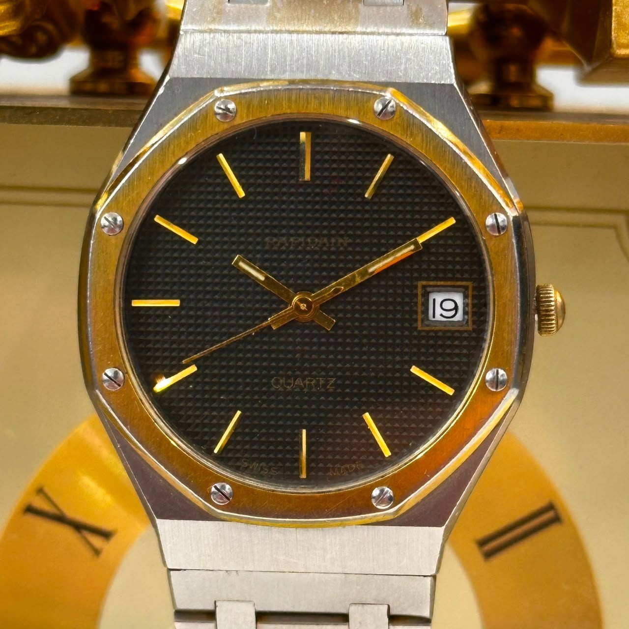 Vintage Rafidain Swiss Quartz Two-Tone Men’s Watch - Octagonal Bezel - Dark Dial
