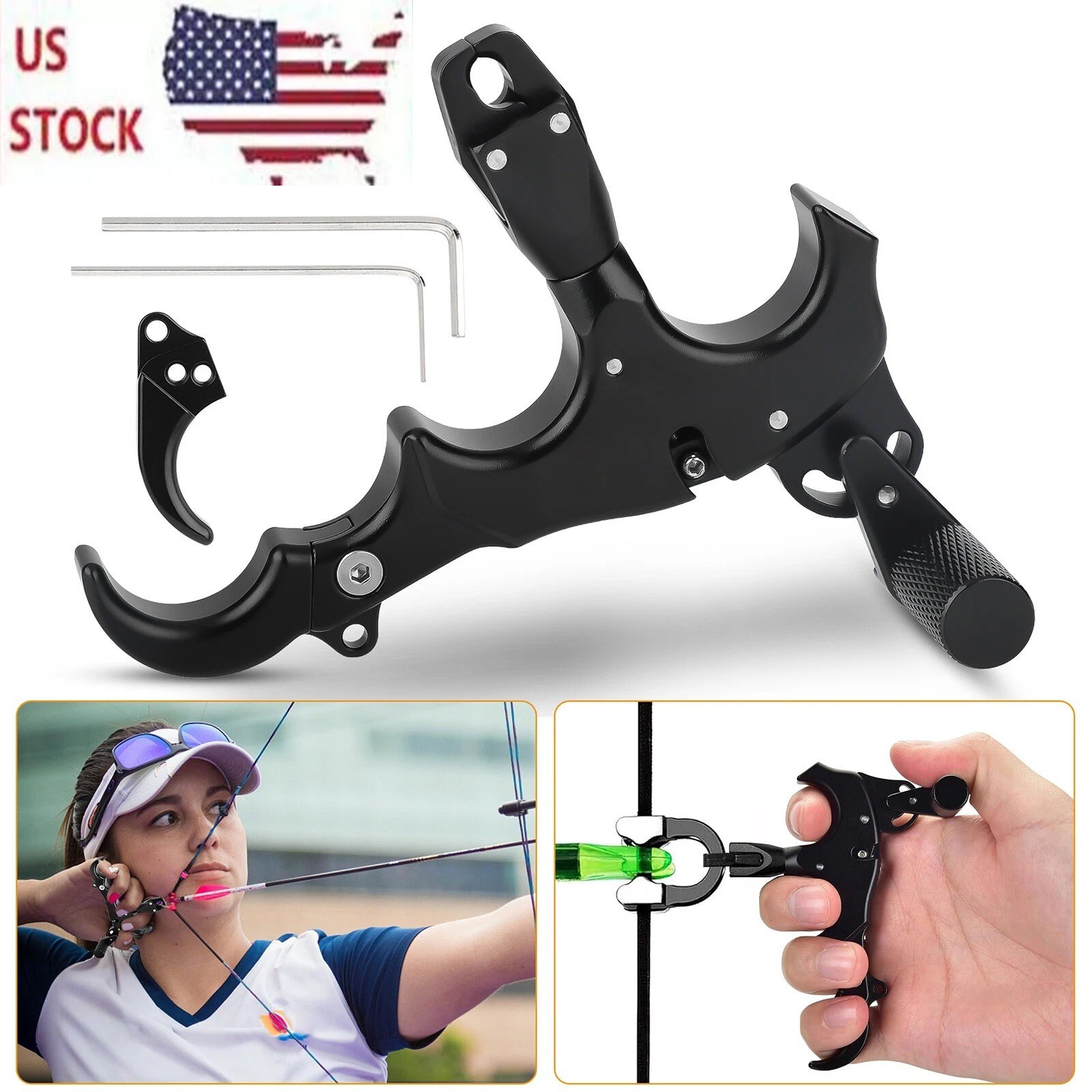 Archery Release Aid, 3/4 Finger Grip Thumb Trigger Caliper, Compound Bow Hunting Archery Release Aid, 3/4 Finger Grip Thumb Trigger Caliper, Compound Bow Hunting