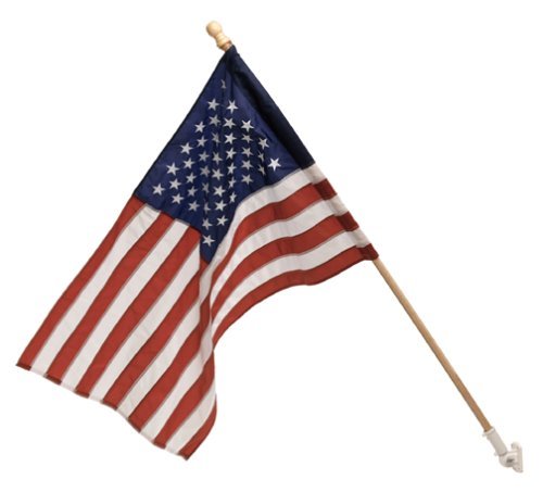 3x5 Feet Embroidered Nylon US Flag Kit w/ 5-Foot Wood Pole & Bracket 3x5 Feet Embroidered Nylon US Flag Kit w/ 5-Foot Wood Pole & Bracket