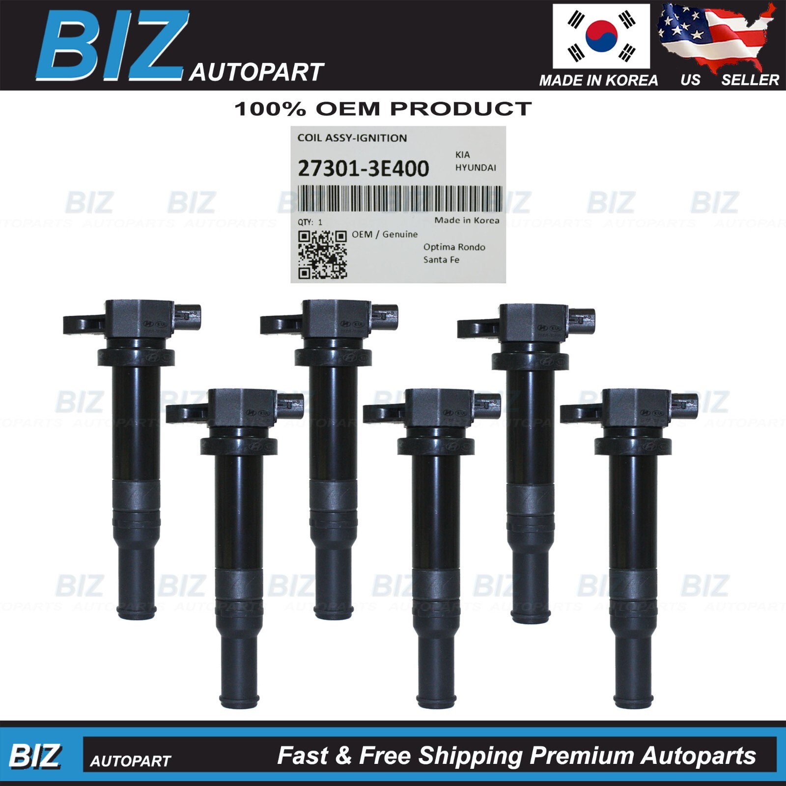 OEM 6PCS Ignition Coils for 07-09 Santa Fe 06-10 Optima Rondo 2.7L # 27301-3E400 OEM 6PCS Ignition Coils for 07-09 Santa Fe 06-10 Optima Rondo 2.7L # 27301-3E400