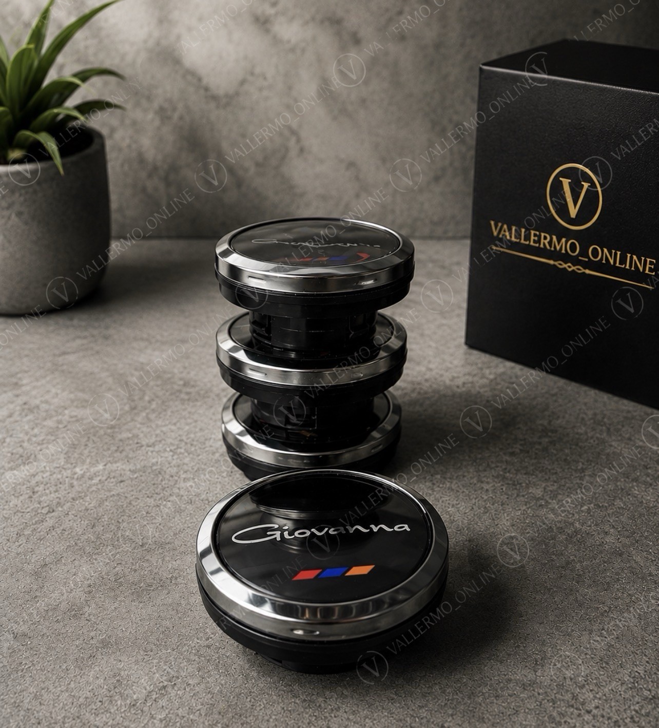 4 X BLACK SILVER EMBLEM CENTER CAPS FLOATING SPINNER FOR GIOVANNA WHEEL 2.70 In 4 X BLACK SILVER EMBLEM CENTER CAPS FLOATING SPINNER FOR GIOVANNA WHEEL 2.70 In