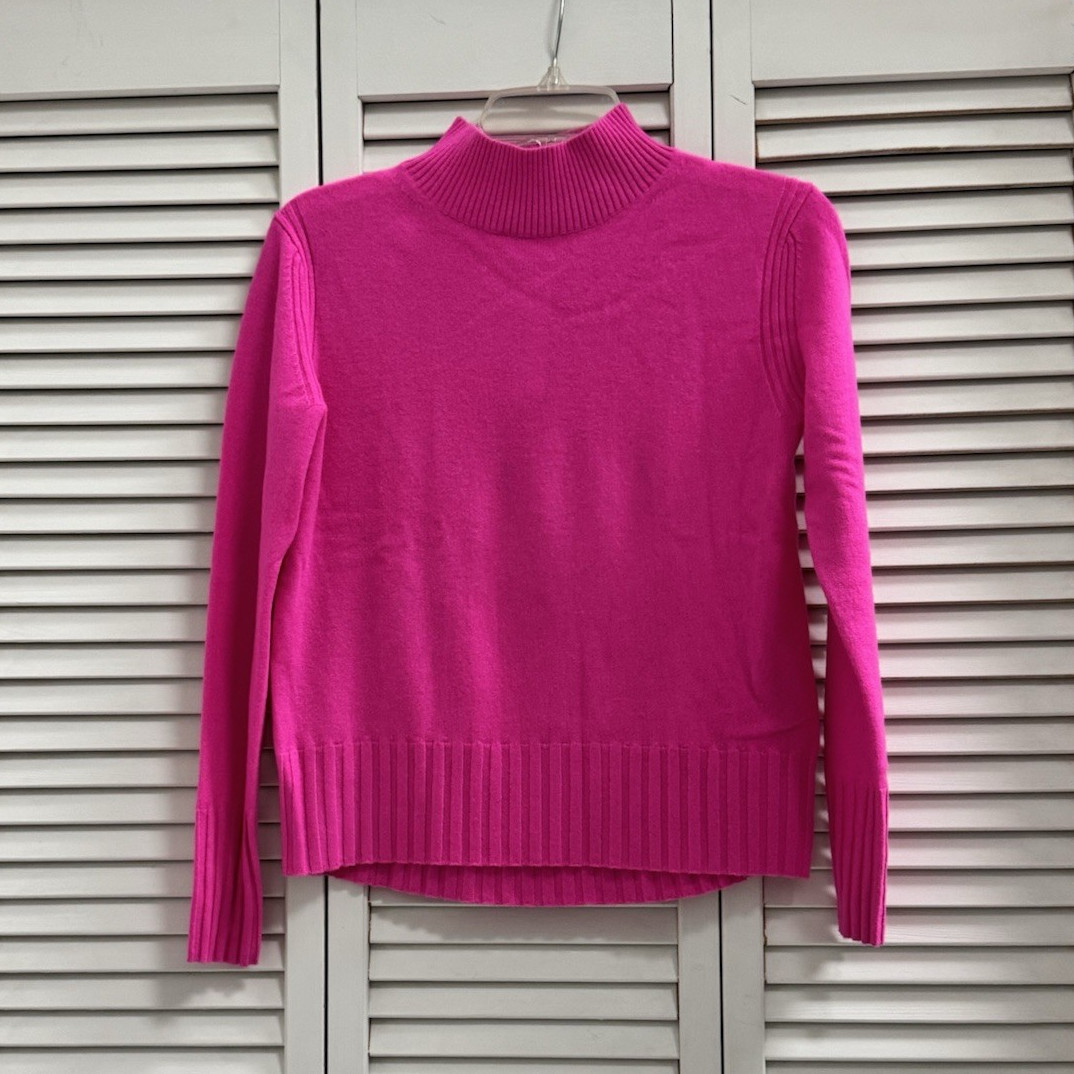 J.CREW 100% Cashmere Pink Mock Neck Ribbed Knit Pullover Sweater 2XS J.CREW 100% Cashmere Pink Mock Neck Ribbed Knit Pullover Sweater 2XS